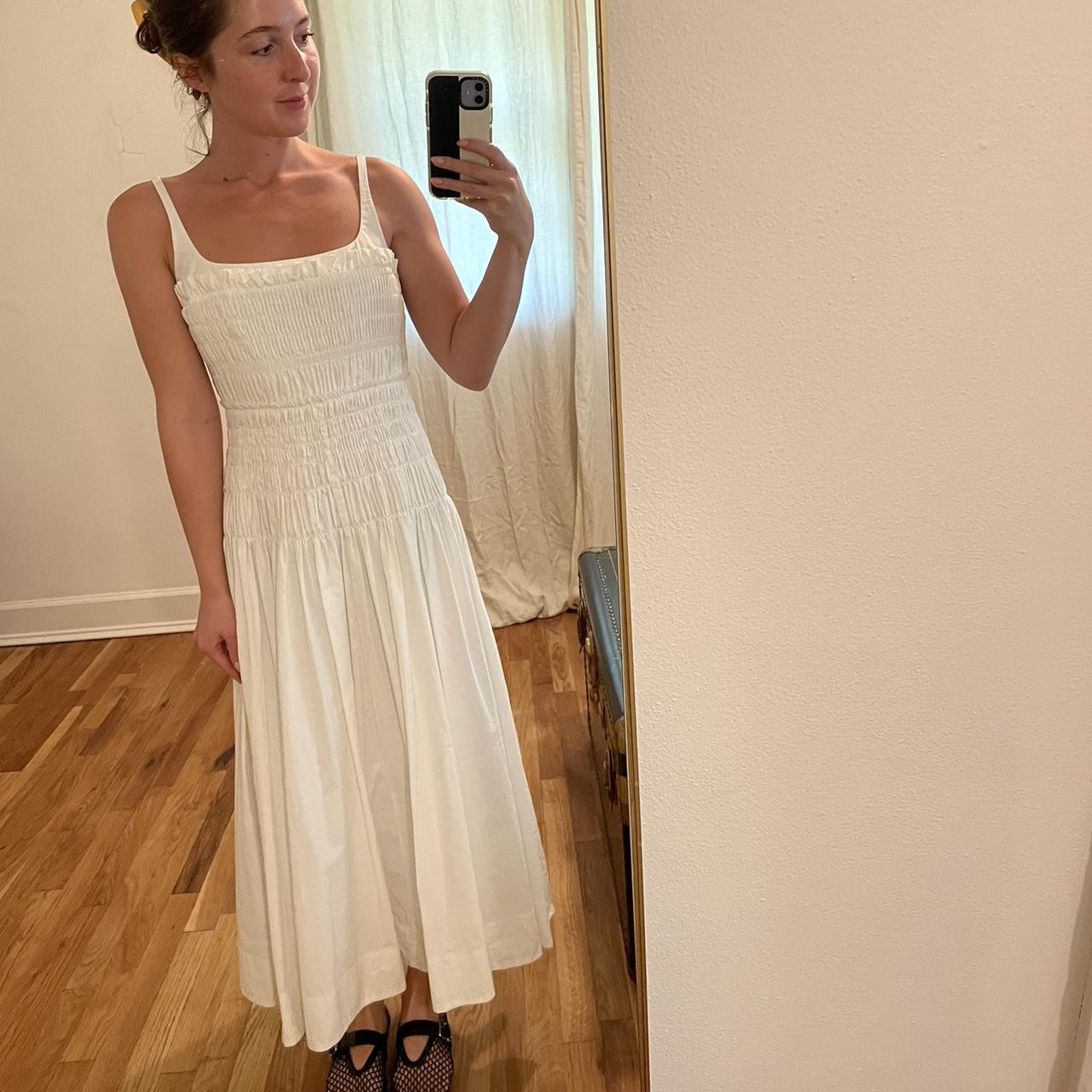 Rebecca Taylor smocked white poplin dress - Depop