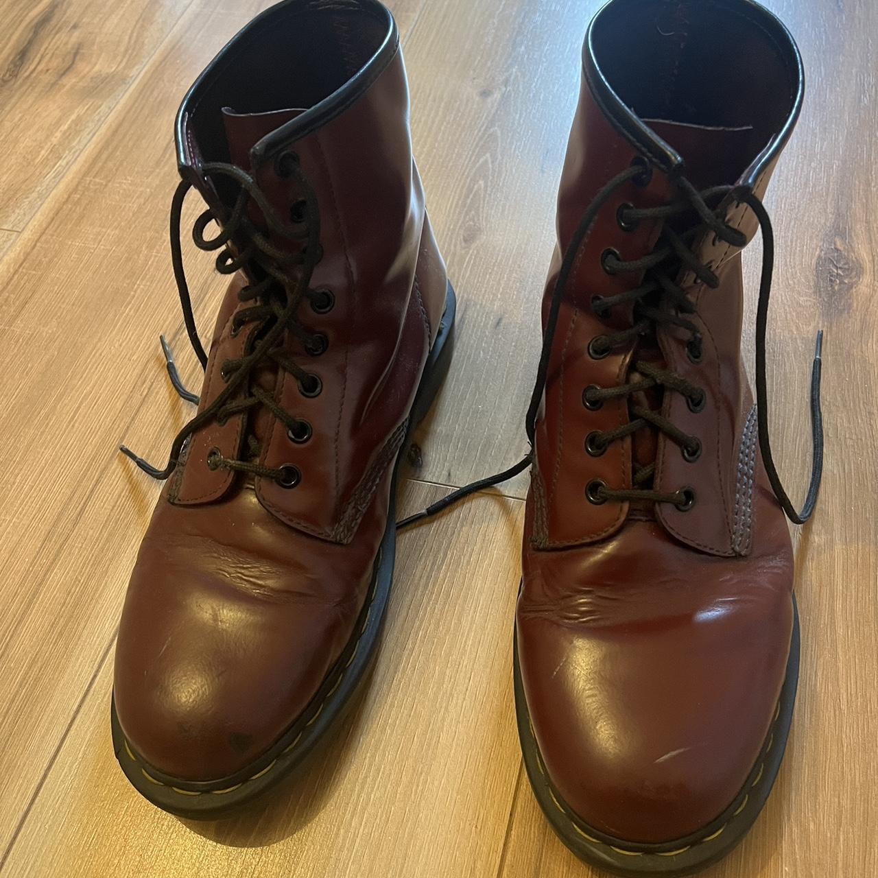 Dr. Martens Men's Burgundy Boots | Depop