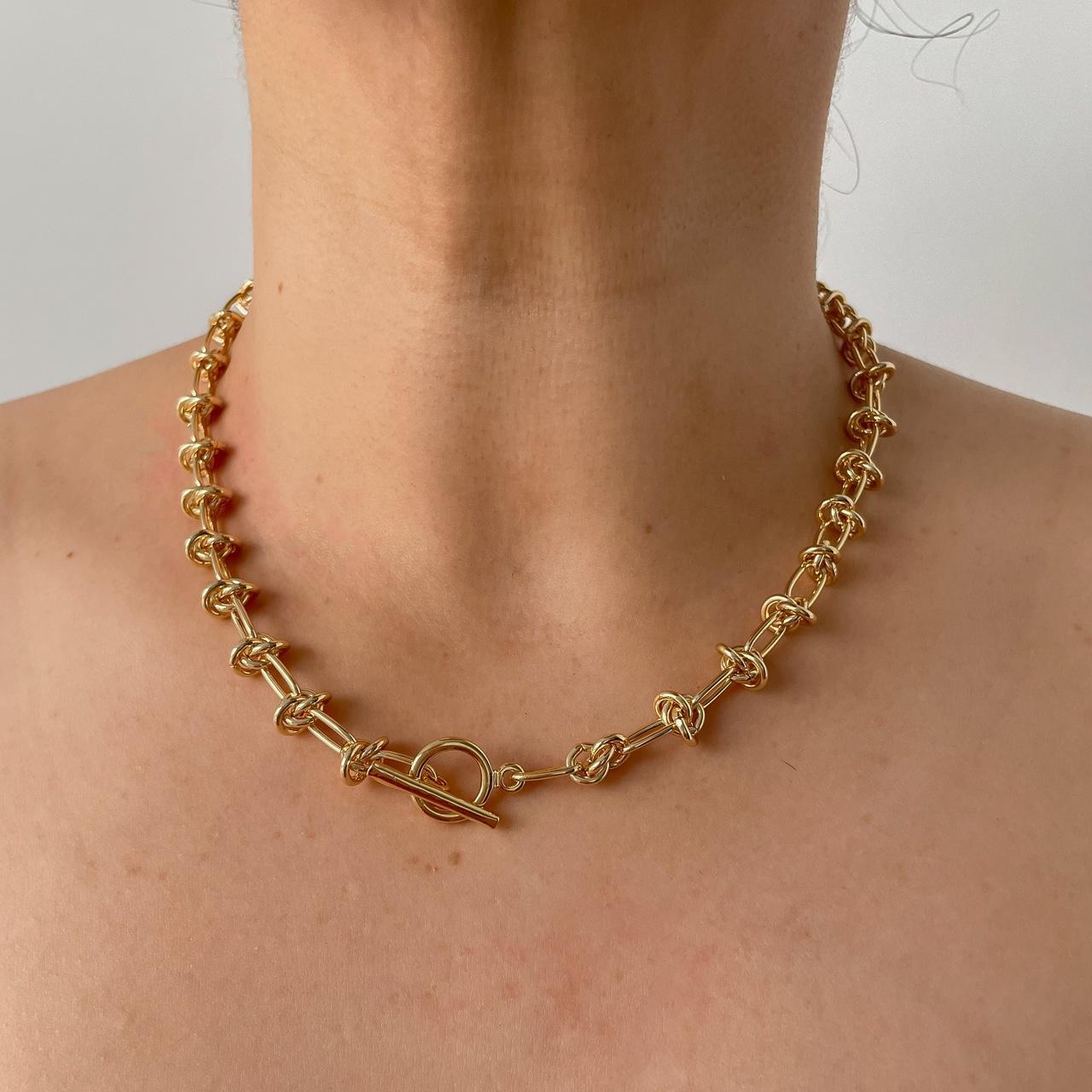 Gold Toggle Necklace Stacking necklace, statement... Depop