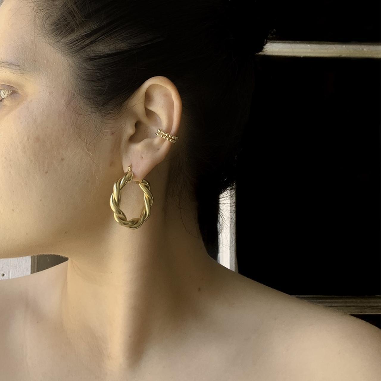 Sculptural Vintage gold tube earrings outlets