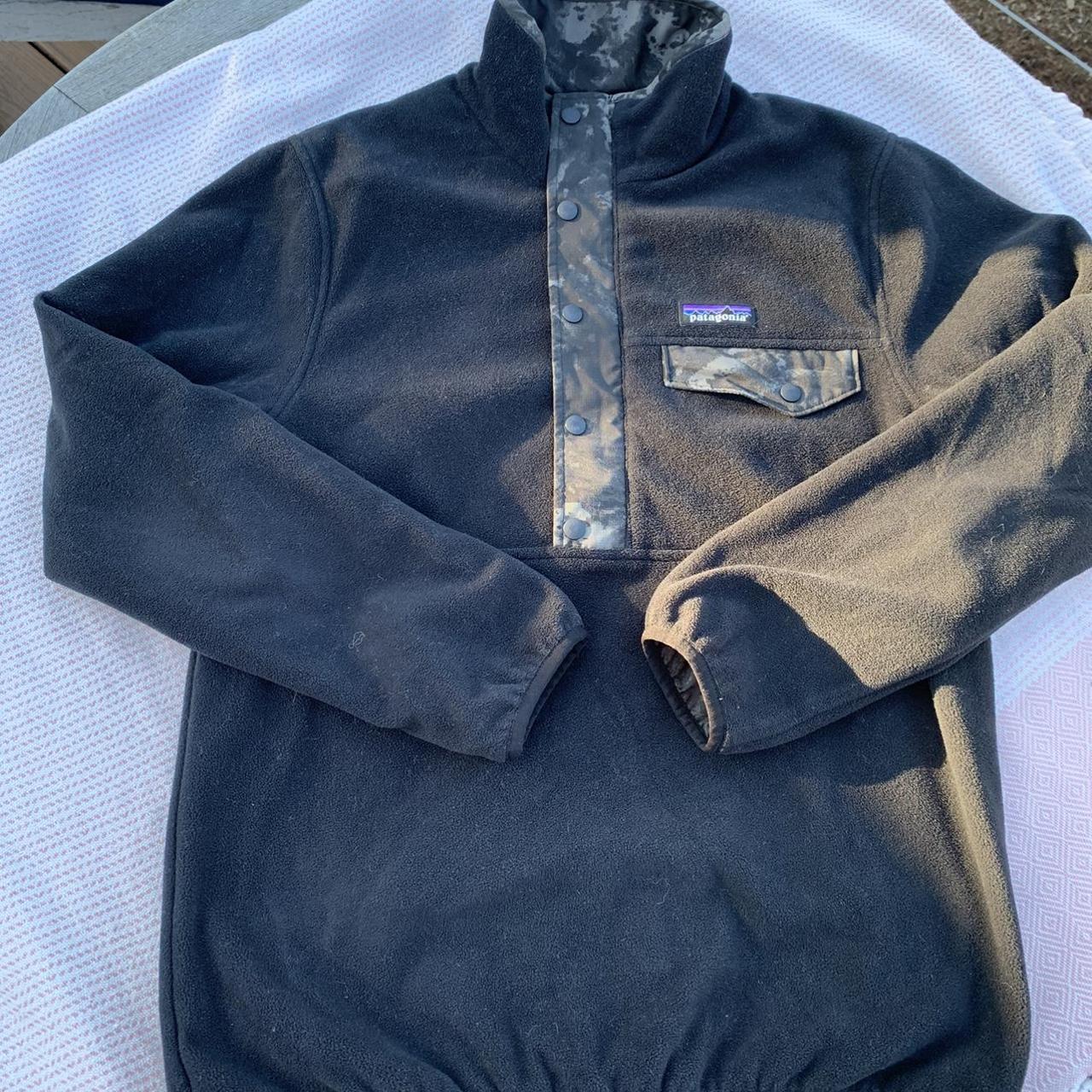 Patagonia synchilla snap reversible fleece, black... - Depop