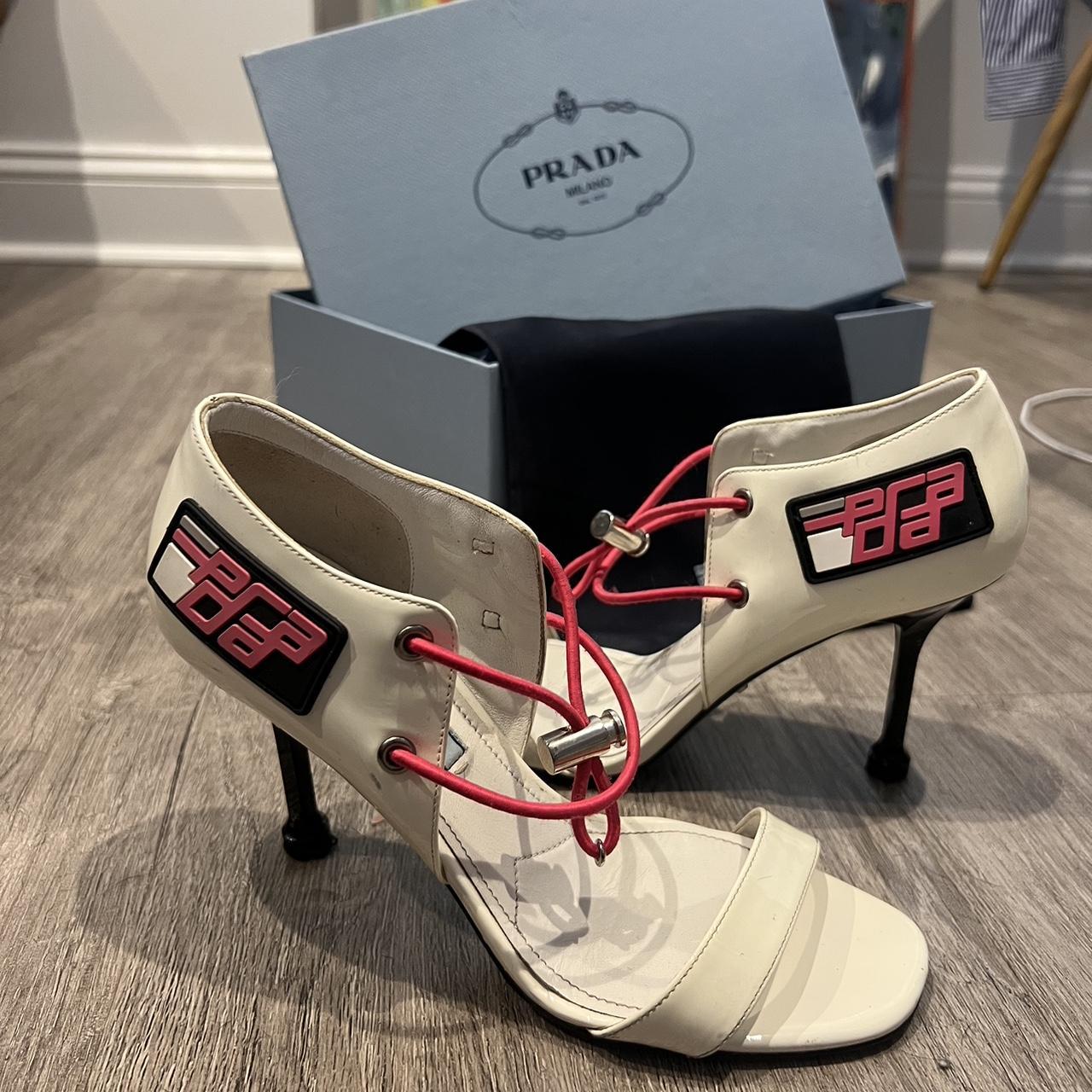 Prada white heels hotsell