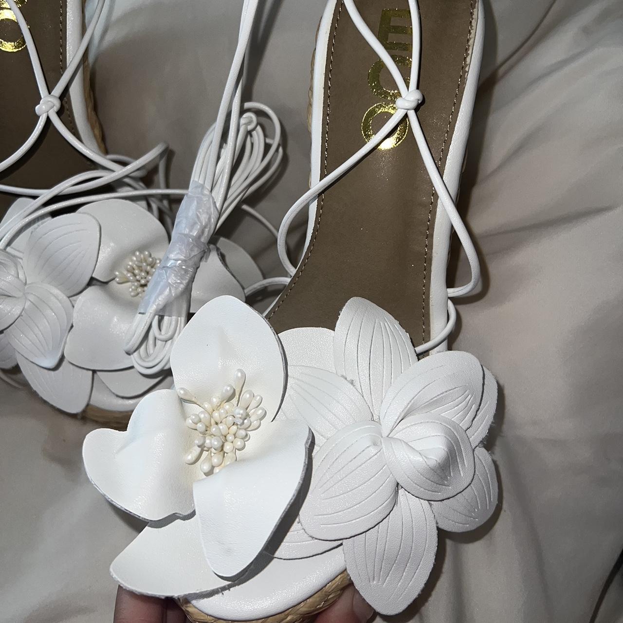 Brand new white ego flower wedges Depop