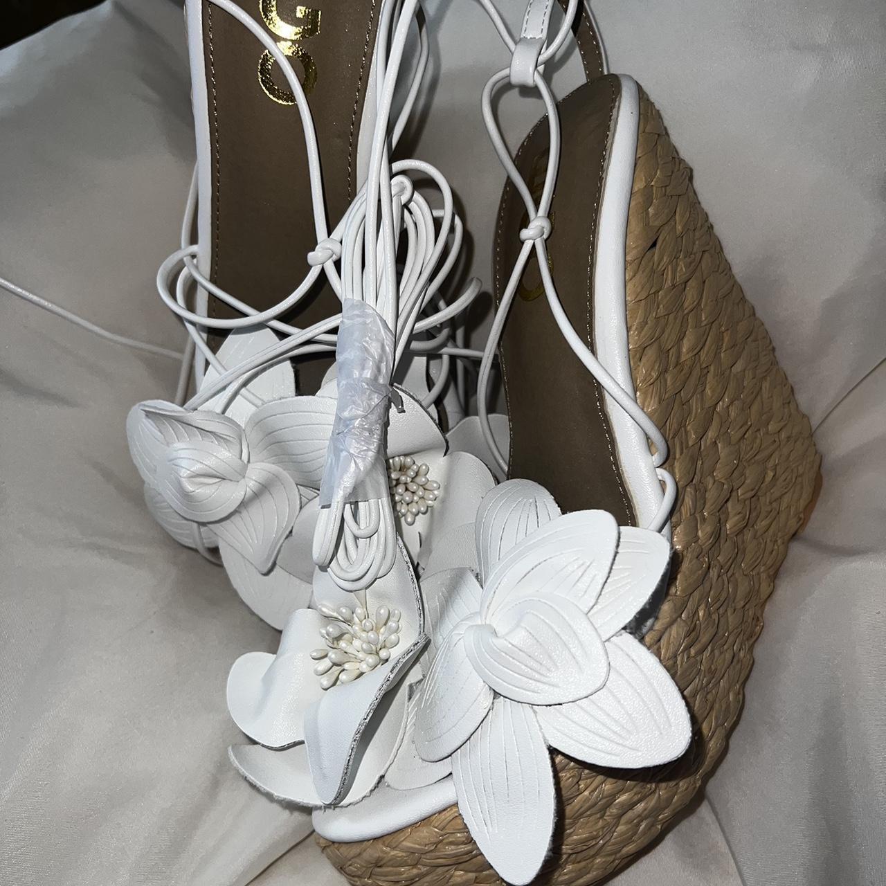 Brand new white ego flower wedges - Depop