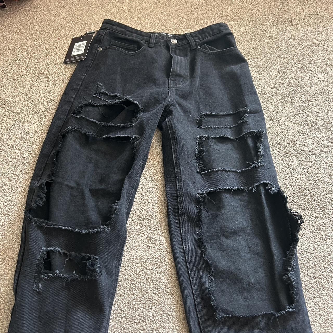 PLT washed black open thigh mom jeans. Brand new... - Depop