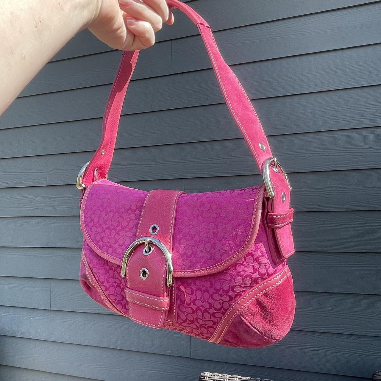 vintage pink coach shoulder purse hot pink barbie - Depop