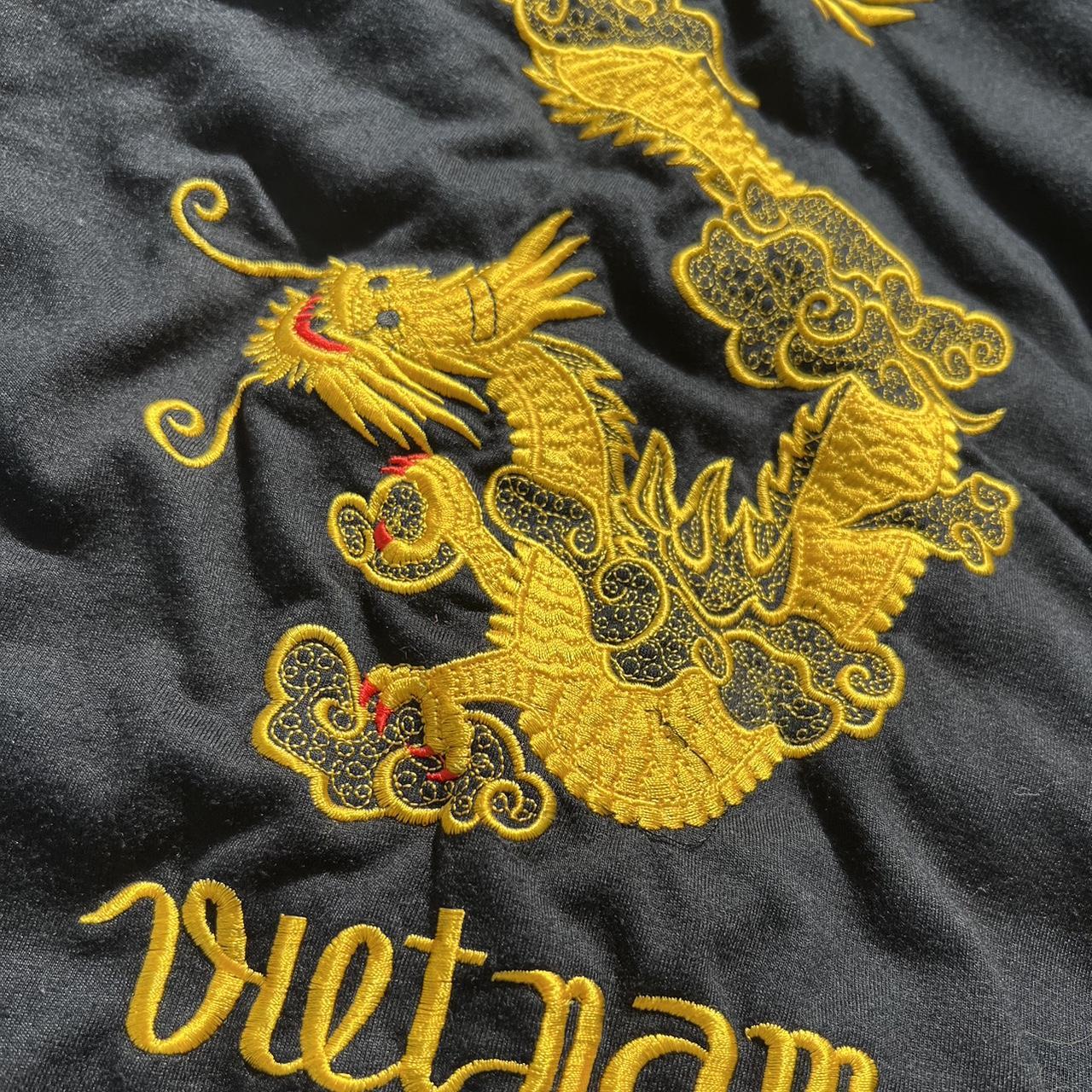 Vintage Vietnam Dragon Travel Tee with gold... - Depop