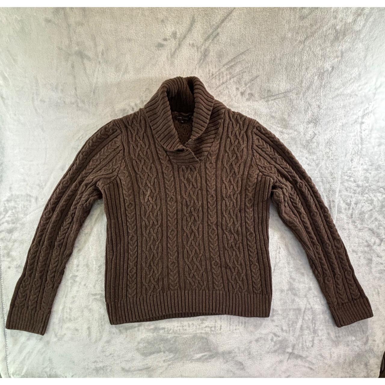 Jeanne Pierre Sweater Women s XL Brown Cable Knit Depop