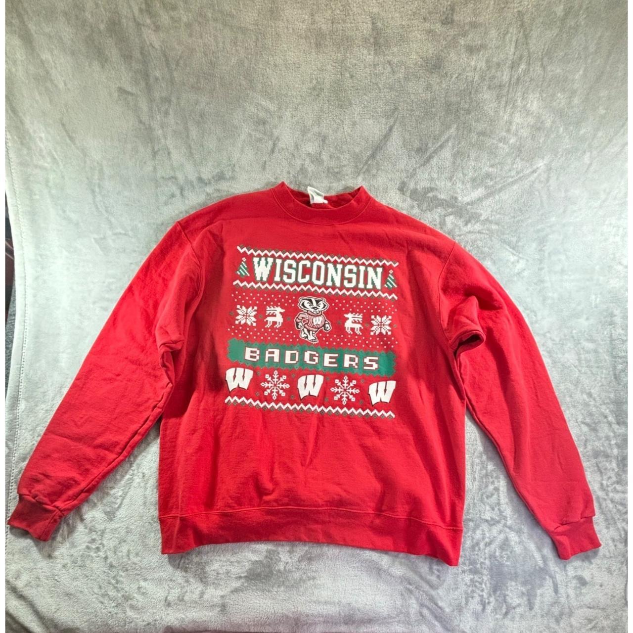 Champion Wisconsin Badgers Sweater Adult XL Red Ugly. Depop