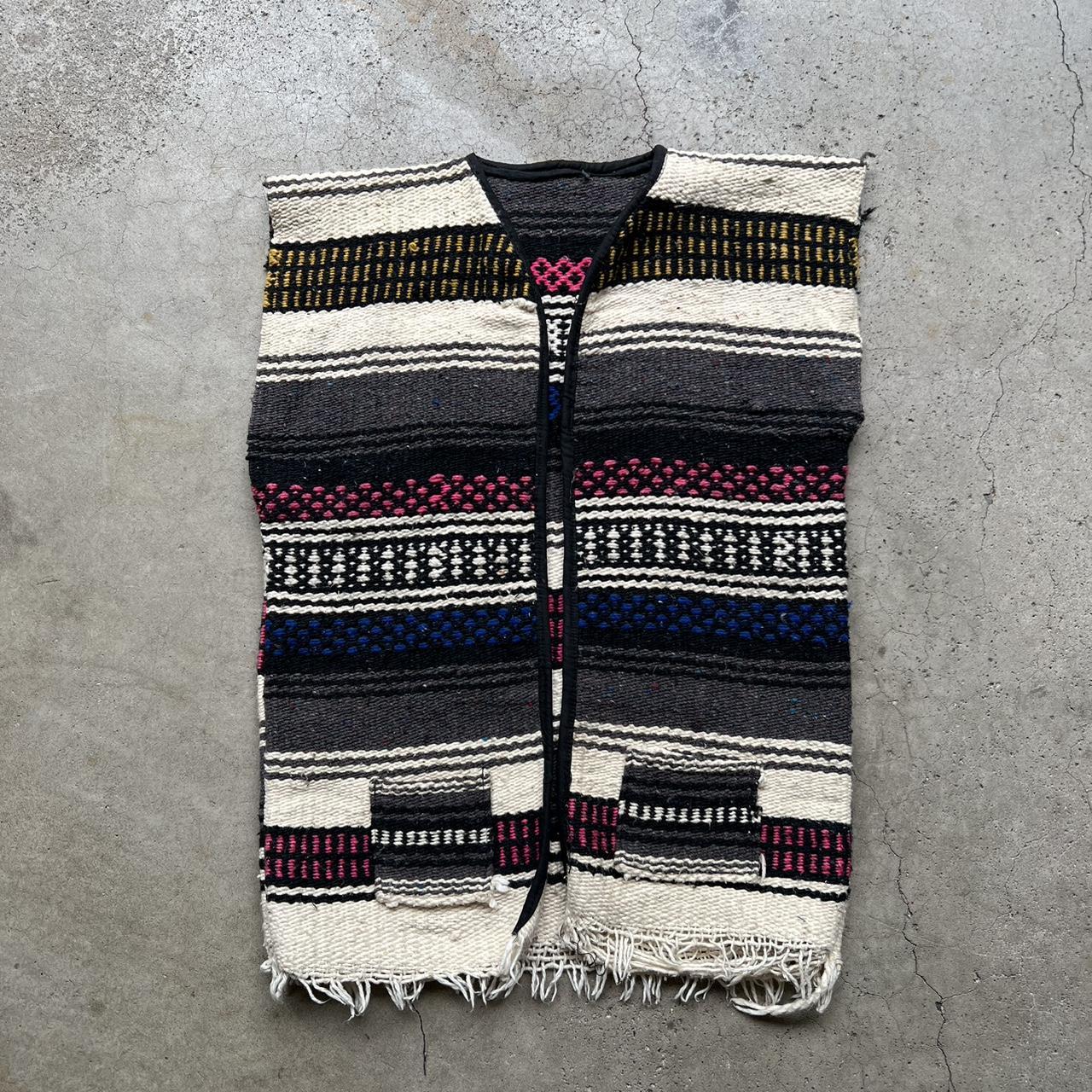 Vintage Mexican Blanket Vest Fits Men's XS/S see... - Depop