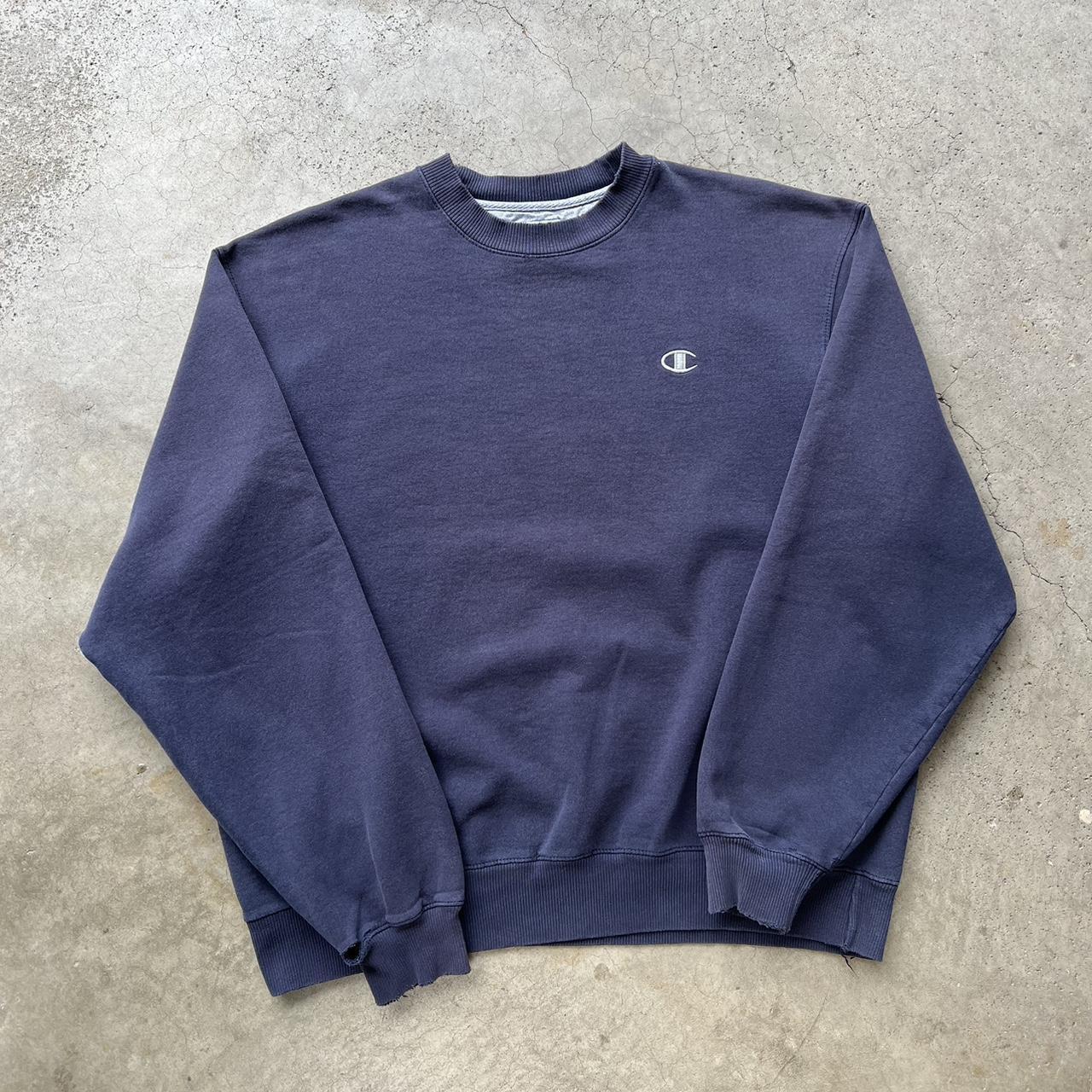 Vintage Y2K 2000’s Navy Blue Champion Crewneck... - Depop