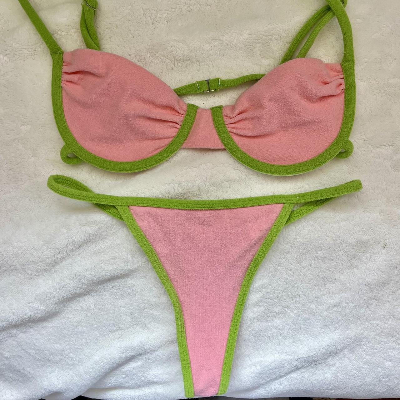 frankie’s bikinis terry cloth bikini set, xs/s top... Depop