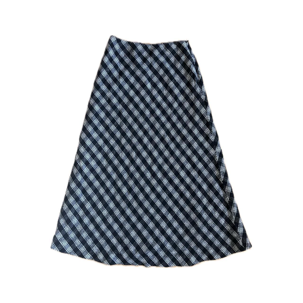 Black and white plaid wool skirt best sale