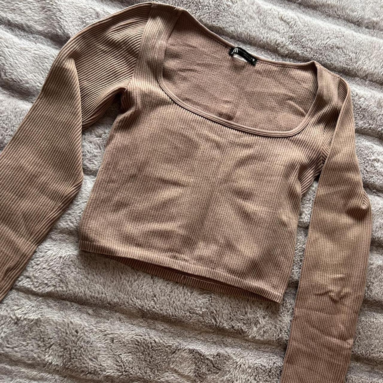 Zara ribbed long sleeve top Depop