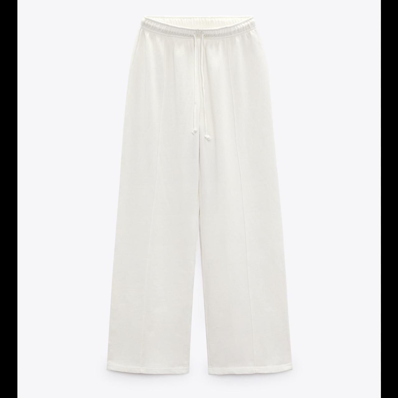 Zara white straight fit joggers never worn Depop