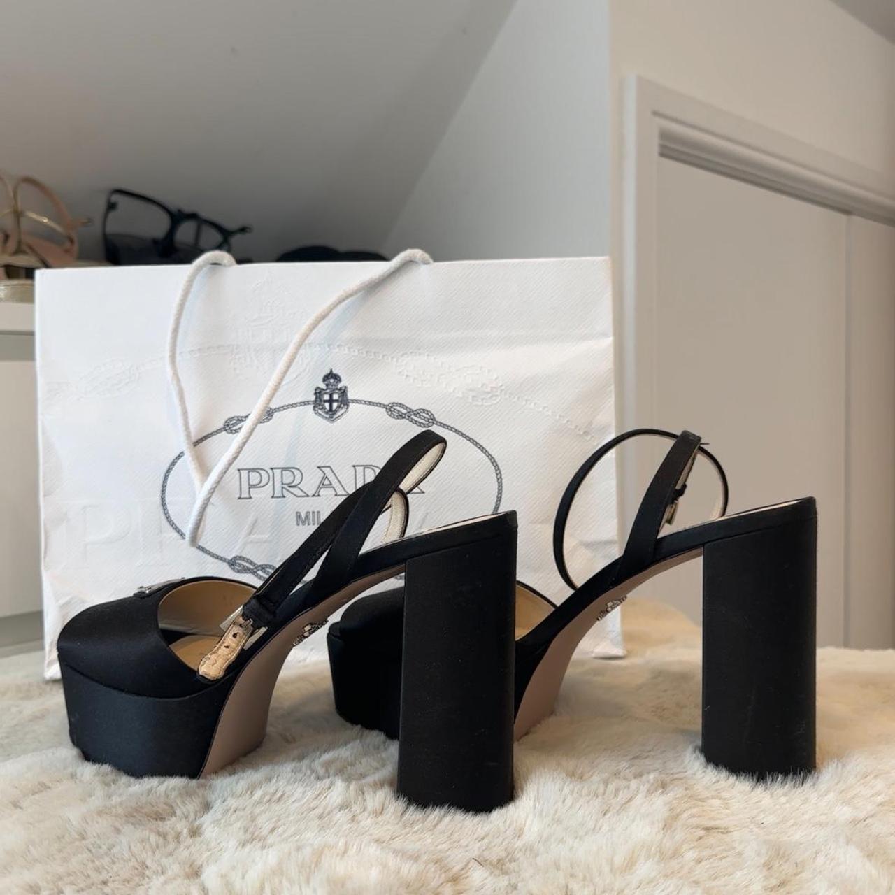 Prada black satin platform heels UK6, Purchased from