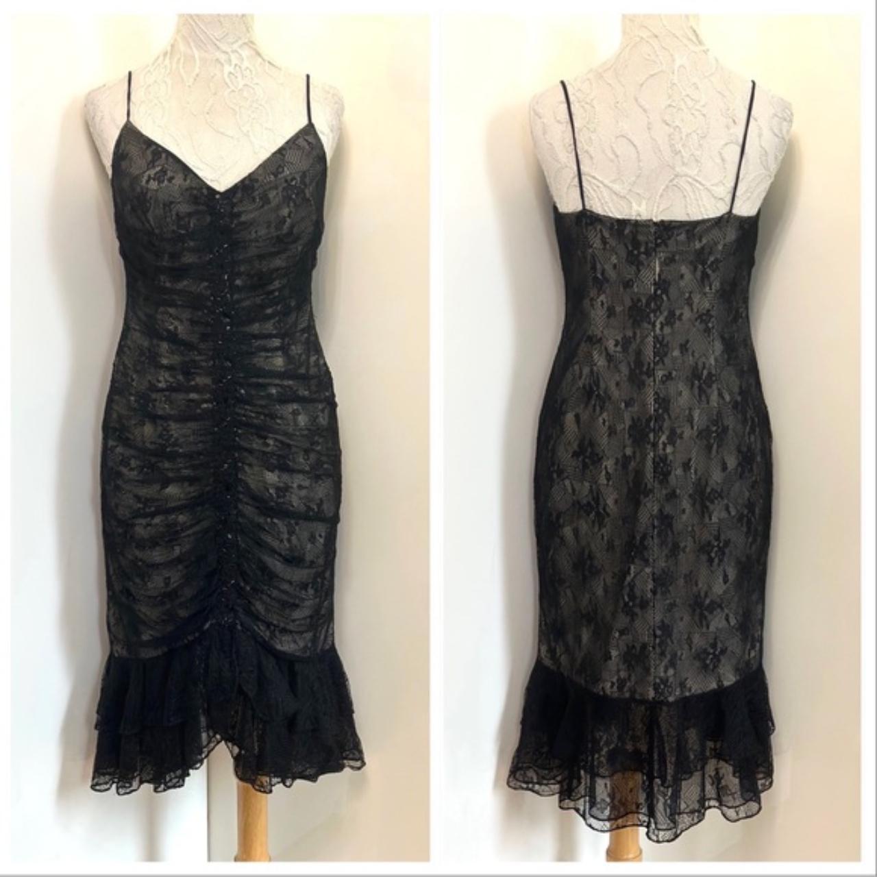 Vintage Kay Unger Lace Ruched Midi Dress sz 8 60's - Depop