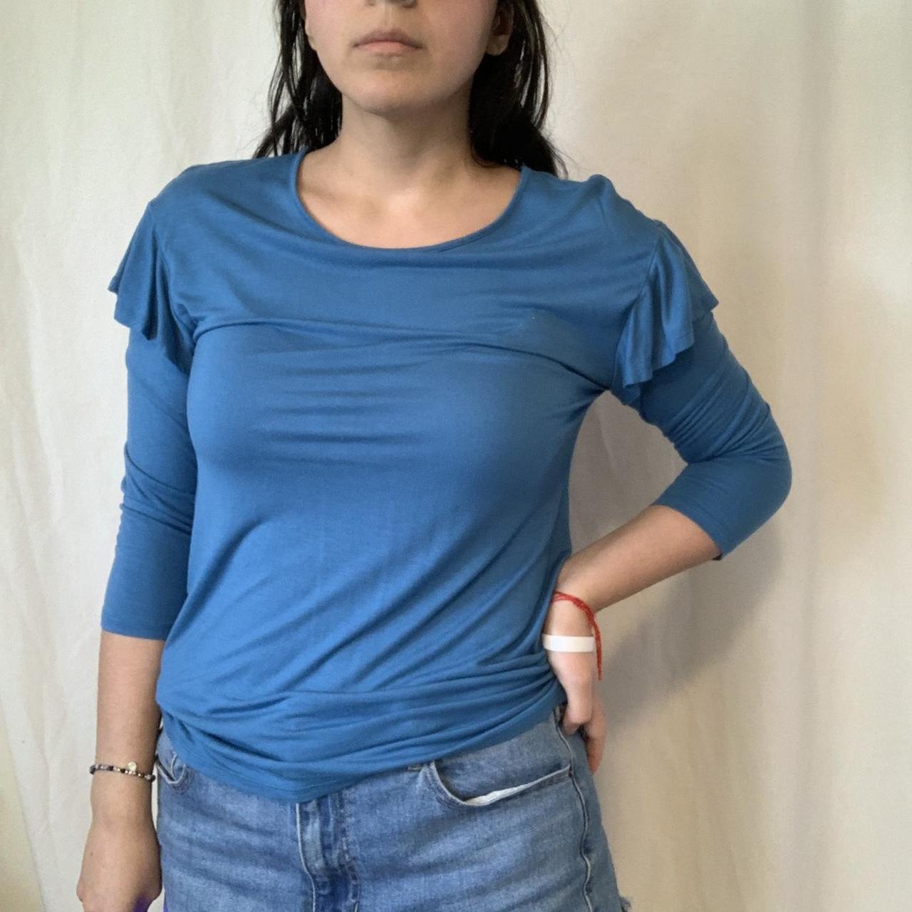 LOFT Women's Blue Blouse | Depop