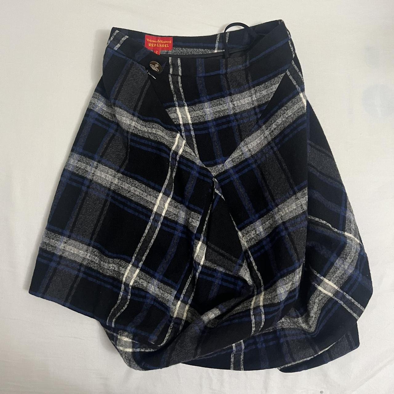 vivienne westwood asymmetrical plaid skirt size 2,... - Depop