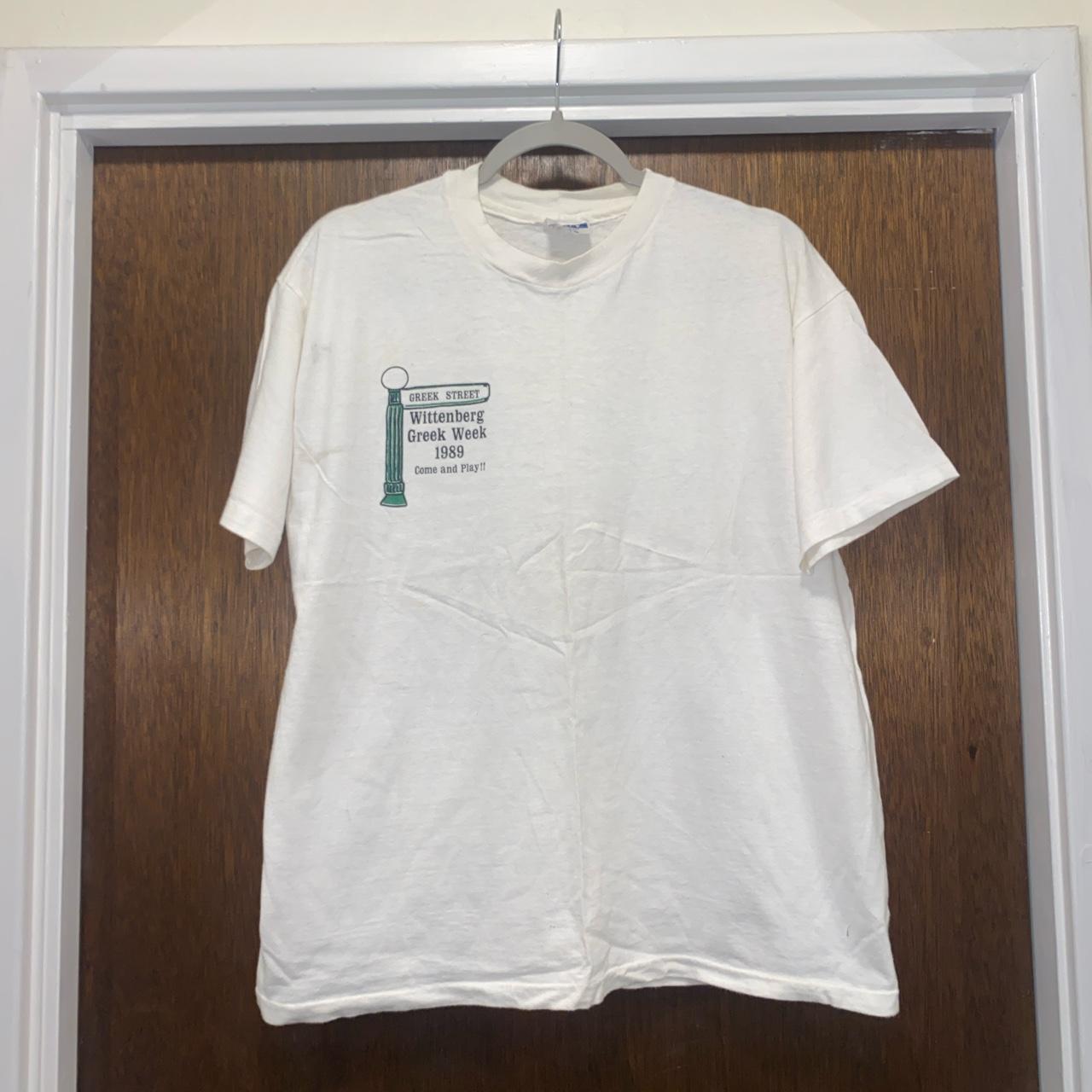 Hanes Men's White and Green T-shirt | Depop