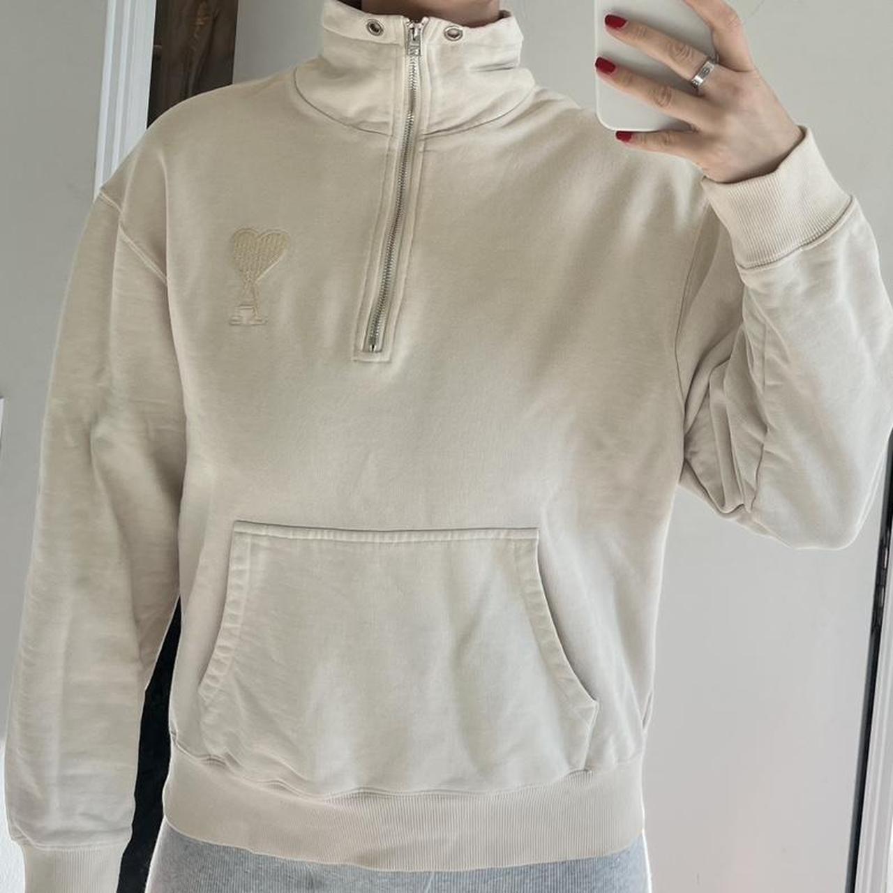 Ami Paris Ami de Cœur Half-Zip sweatshirt Women's | Depop