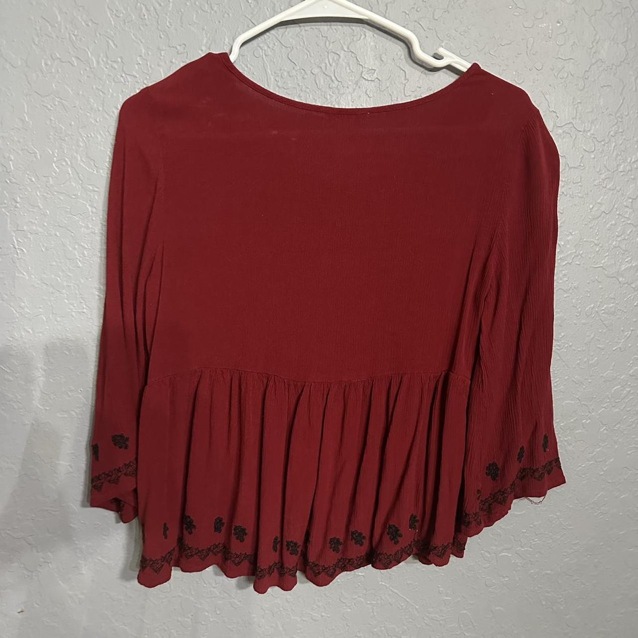 Forever 21 Bell Sleeve Peasant Top Size Small Dark... - Depop