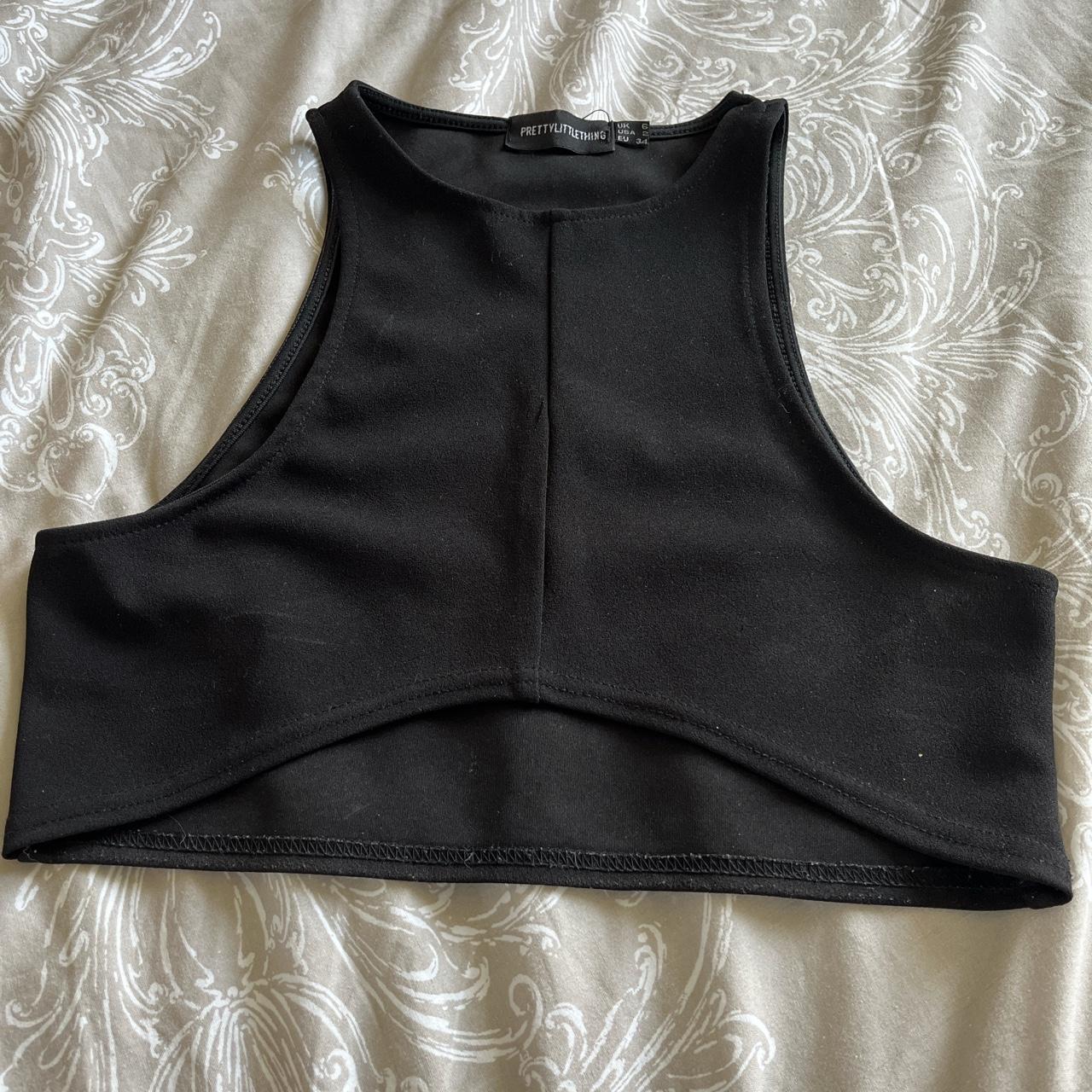 PLT black underboob crop top, size 6, worn a few... - Depop