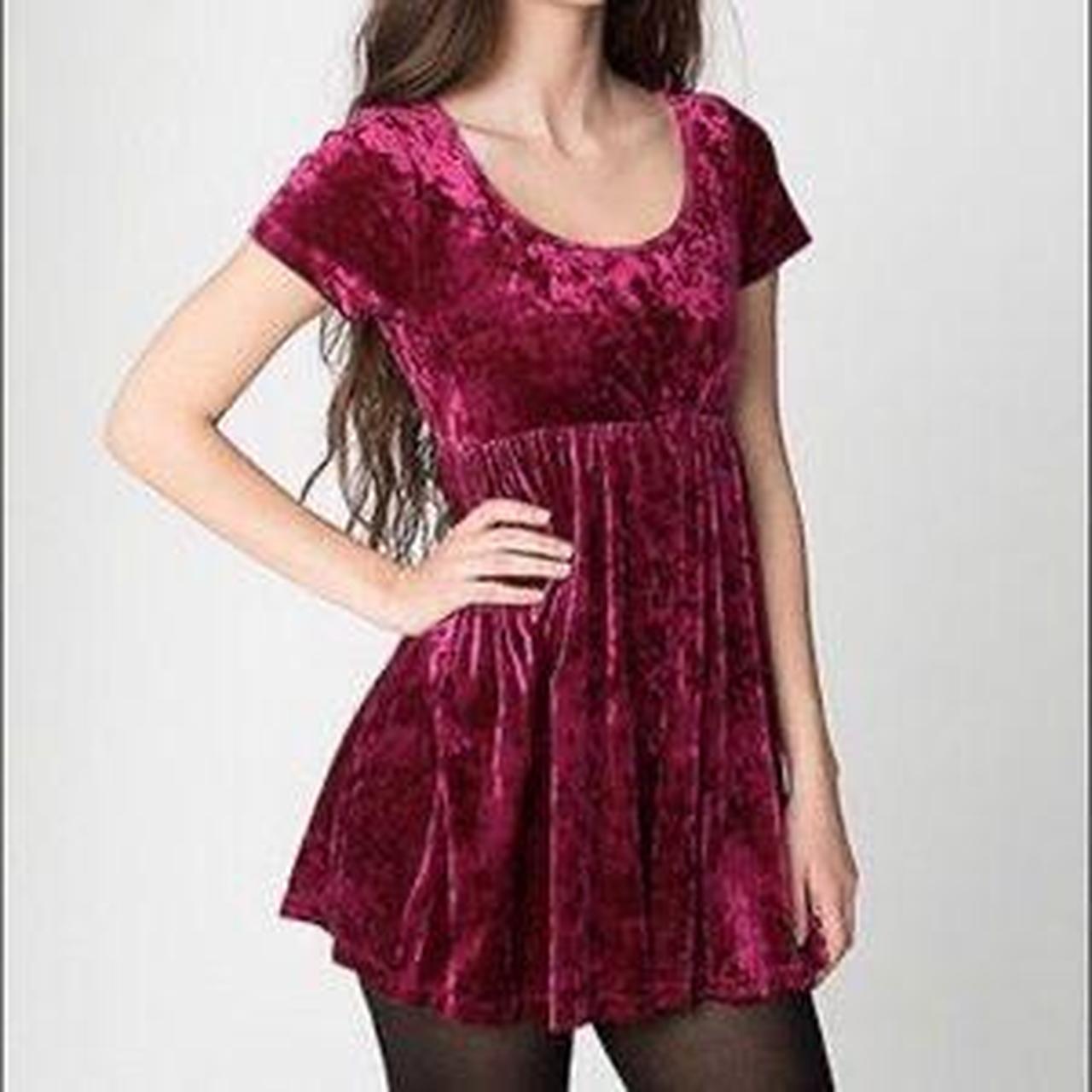 American Apparel Crushed Velvet Lavender Baby Doll high quality Mini Dress