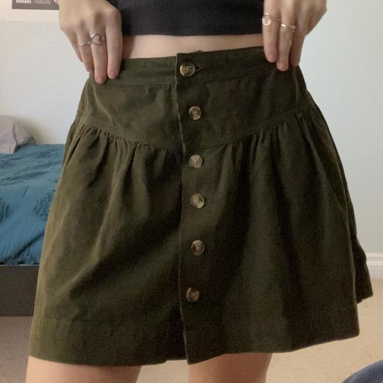 Women's green cheap corduroy skirt