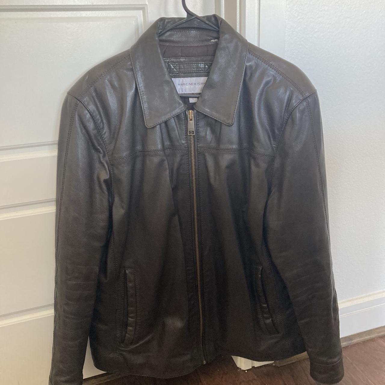 Brown Leather Marc New York jacket that fits like a... - Depop