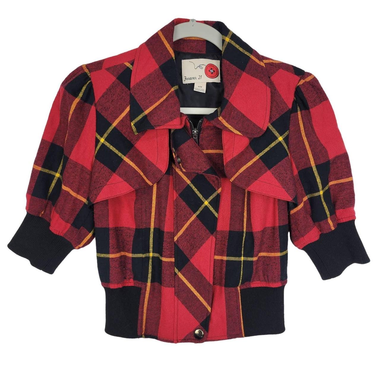 Vintage Plaid cropped jacket from Forever 21, Red