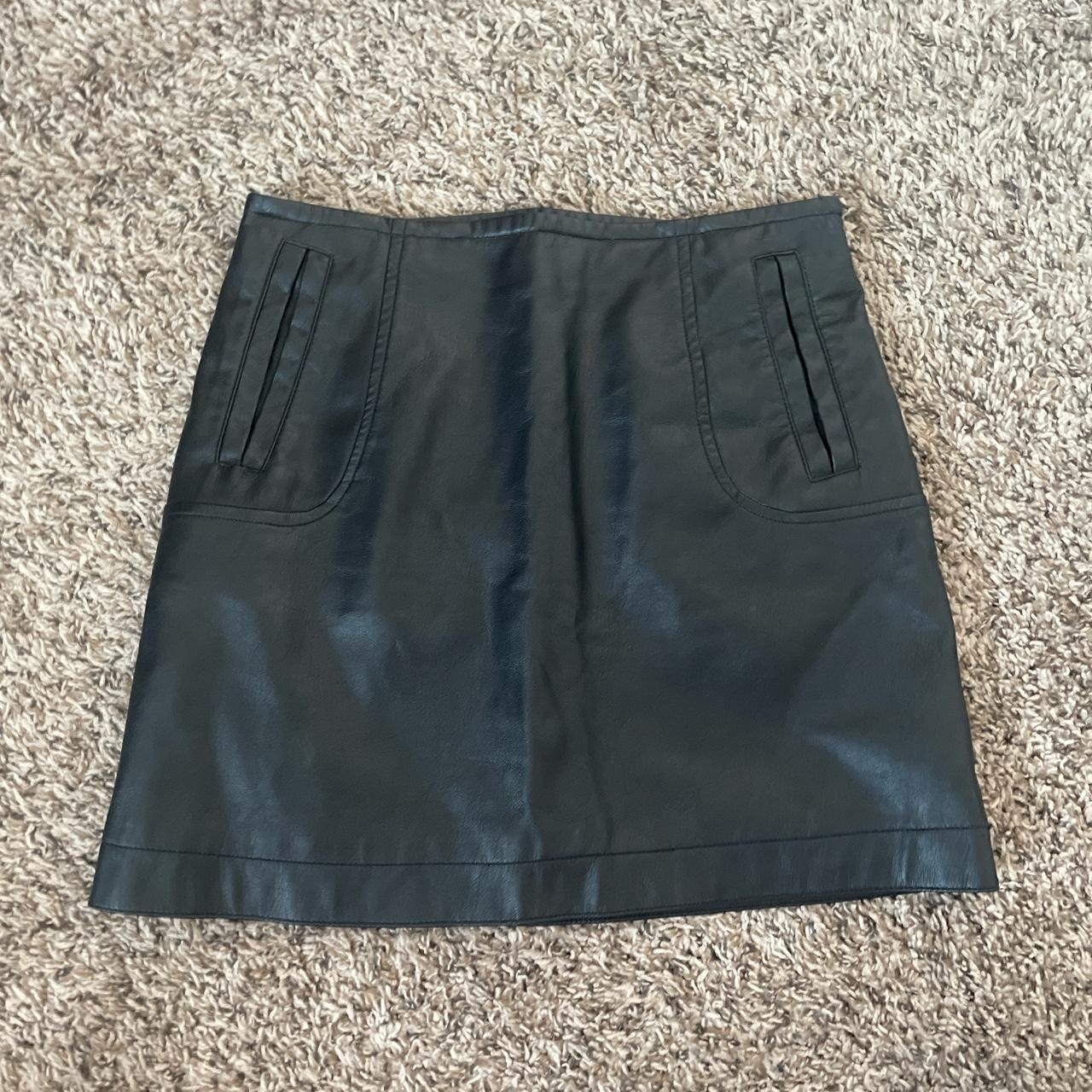 black vegan leather mini skirt with Depop - Main Image