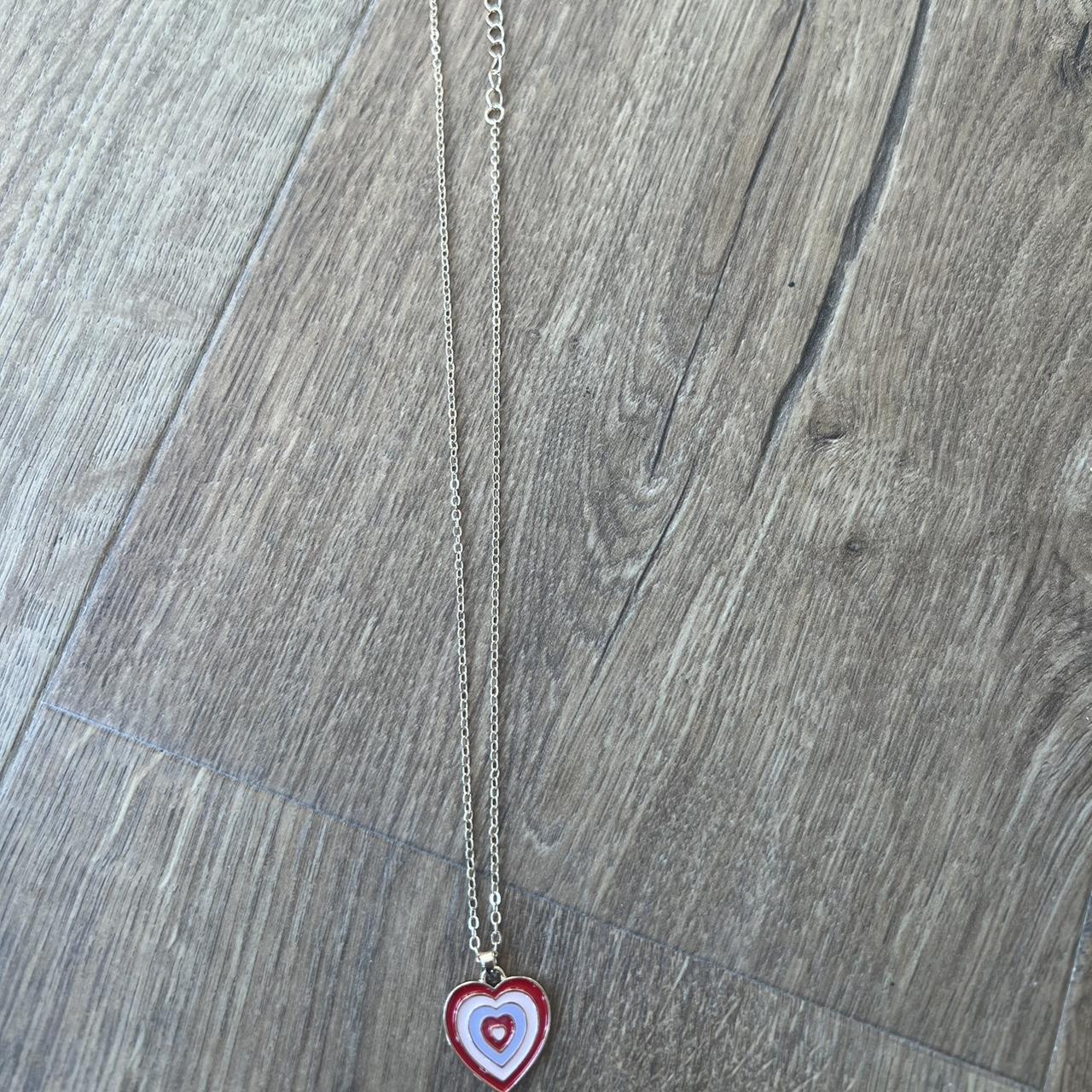 Multi reds coloured heart necklace Brand new,... Depop