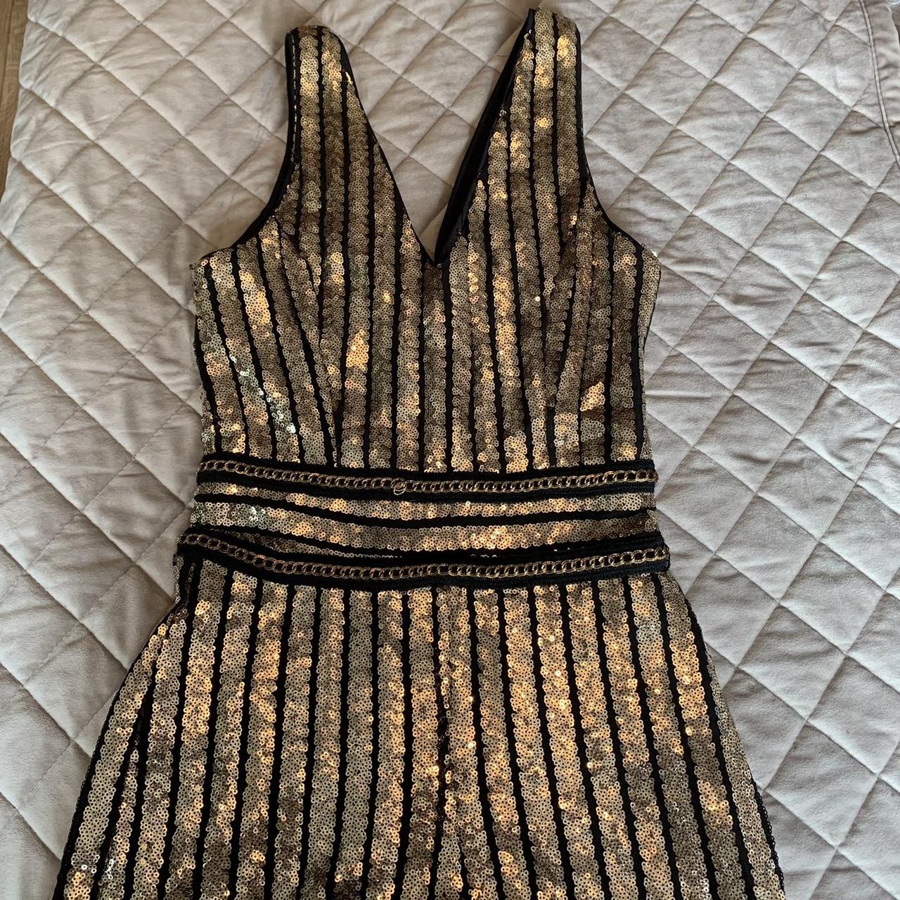 Quiz Black And Gold Sequin Stripe Depop
