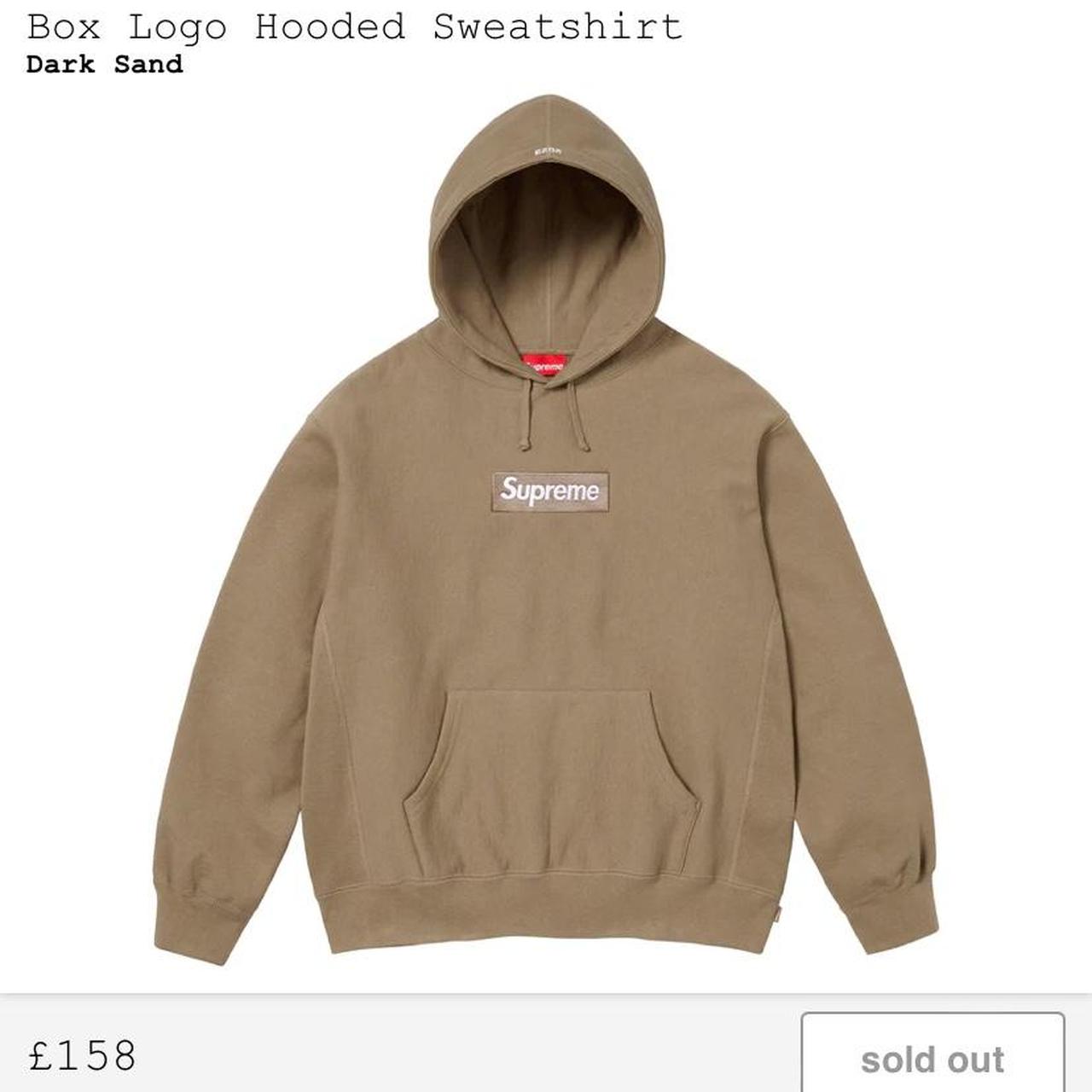 Supreme FW23 Box Logo Hooded Sweatshirt - Dark Sand,... - Depop