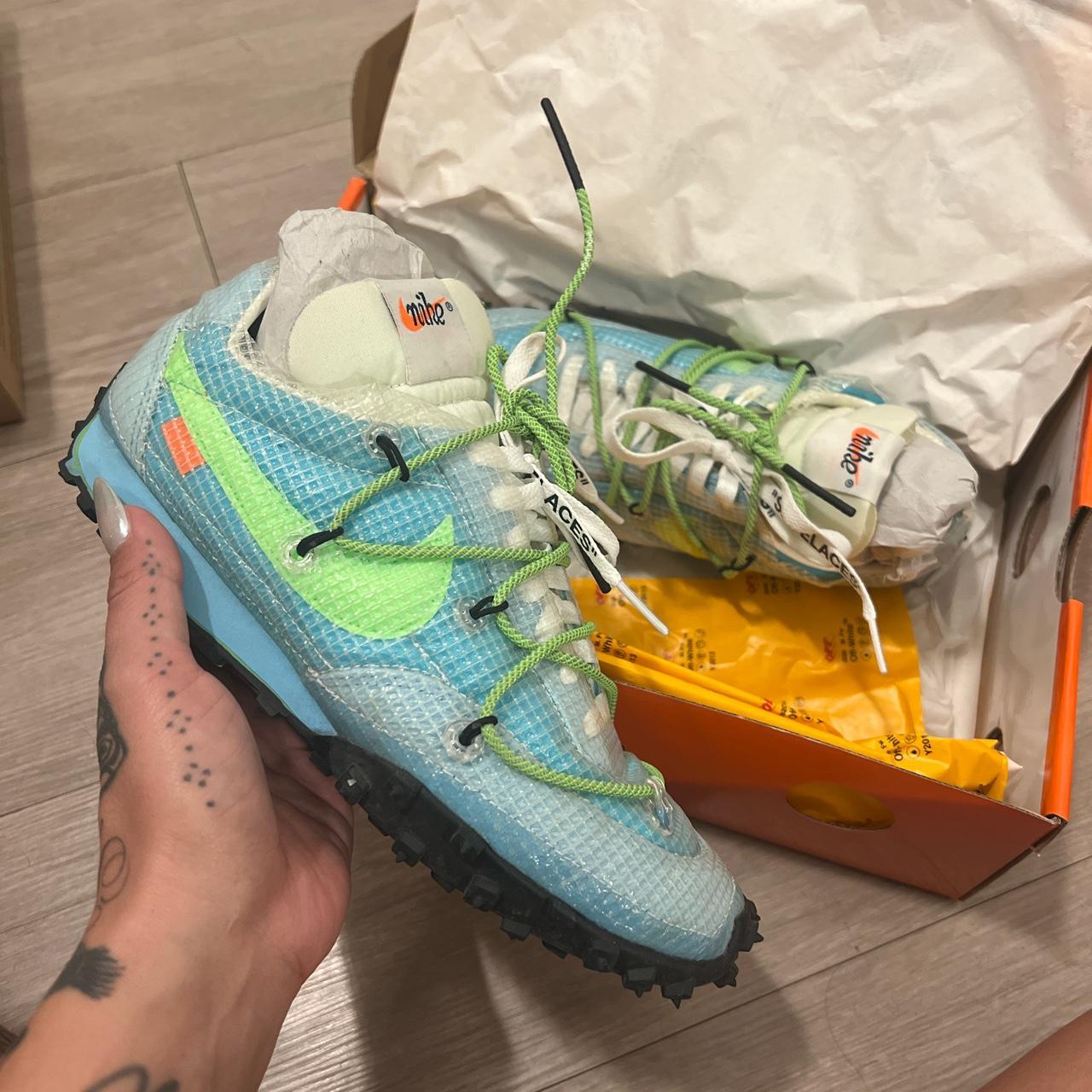 Off-White Nike Waffle Racer, Vivid Sky , Size 5.5...