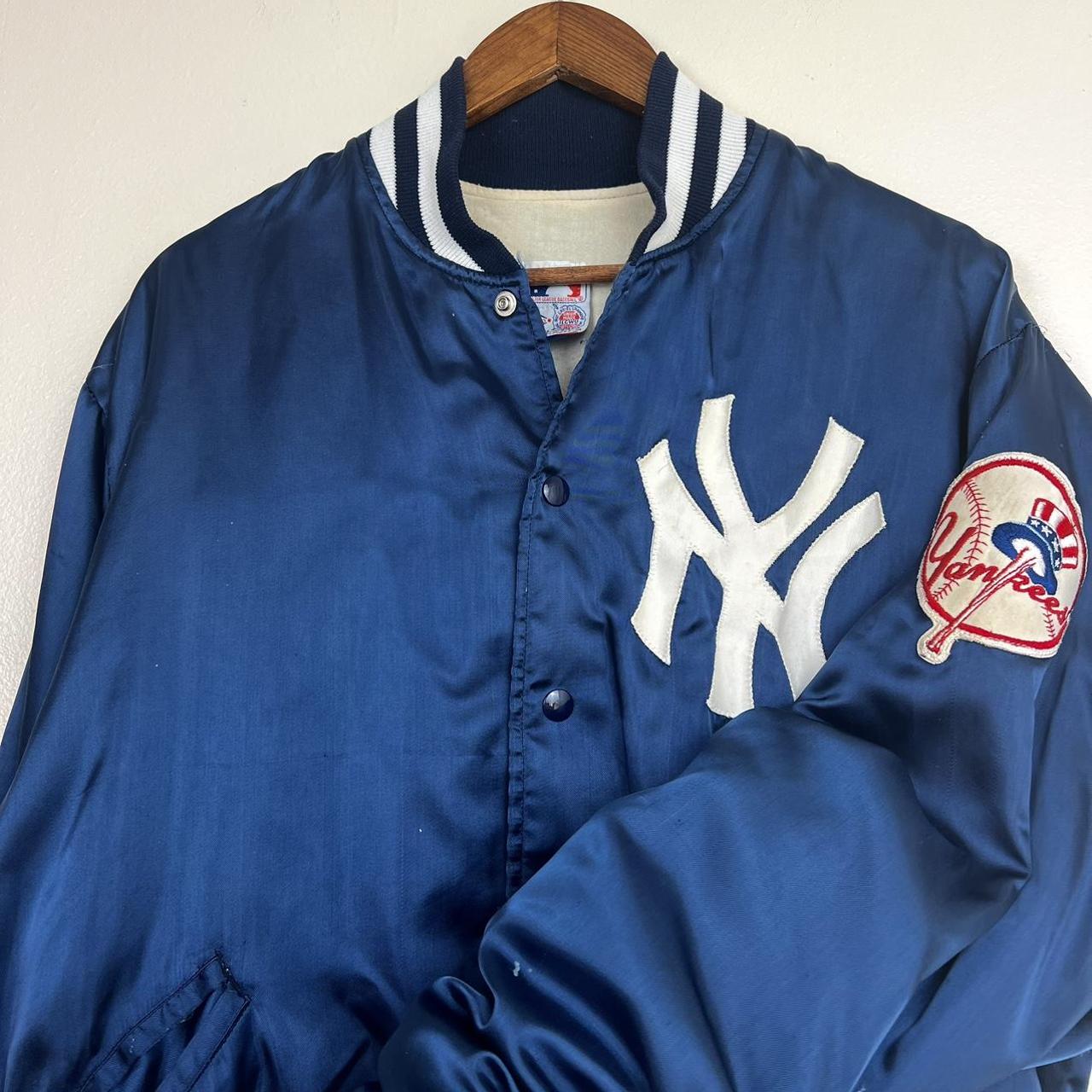 Vintage 80s New York Yankees Starter Jacket Mens XL MLB Baseball Satin Blue