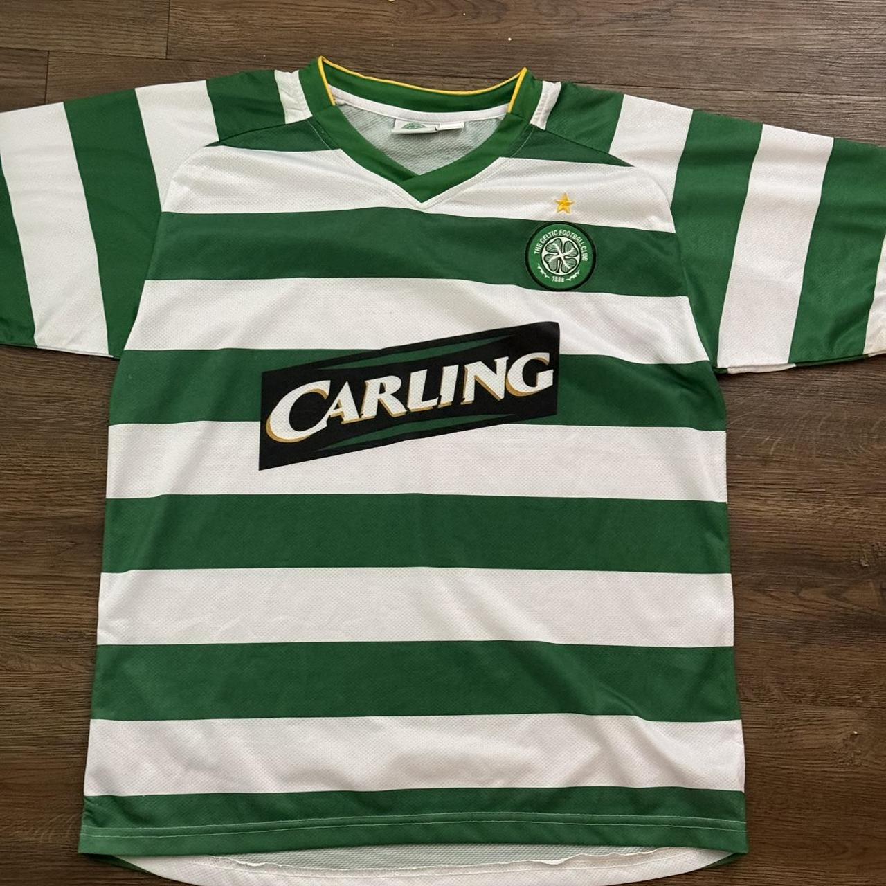 vintage rare irish soccer jersey with the carling... Depop