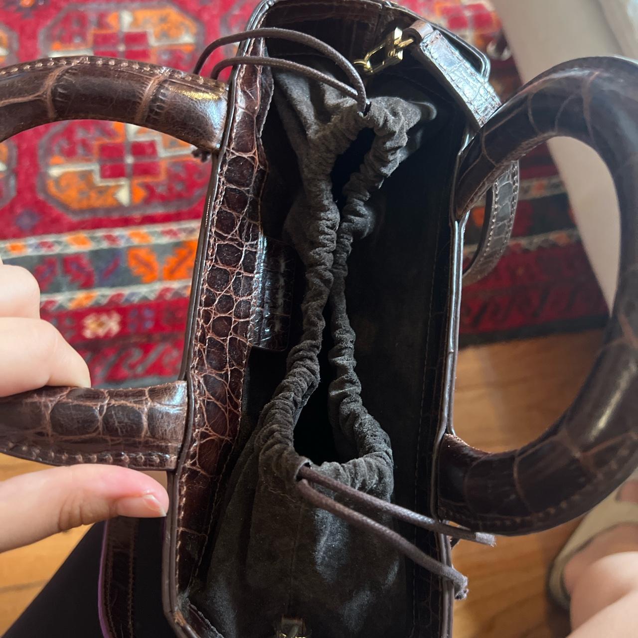 Leather Handbags Staud Nic Bag STAUD Brown Croc Embossed Hand Bag