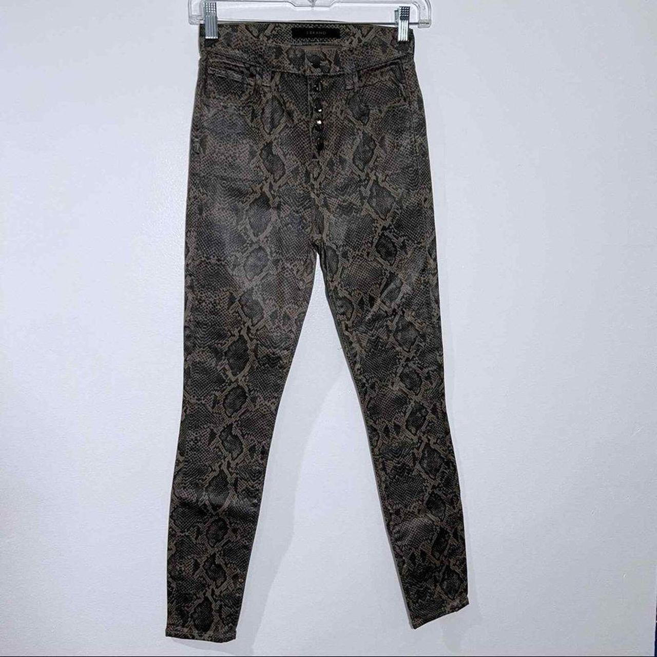 New J Brand Lillie Coated High Rise hot Skinny Jeans In Snake Print Button Fly 24