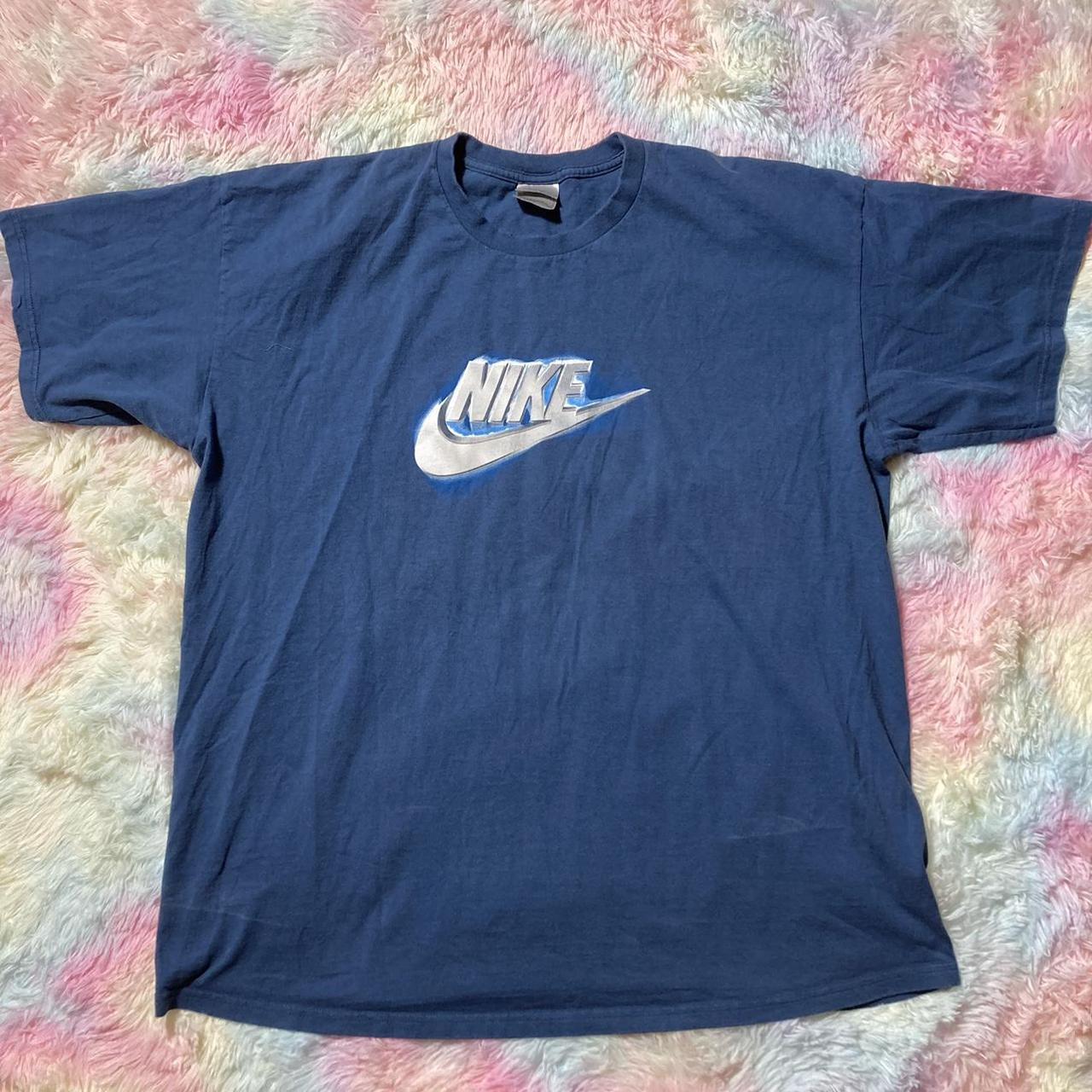 Vintage Nike T Shirt — Vintage Y2K Navy Nike... - Depop