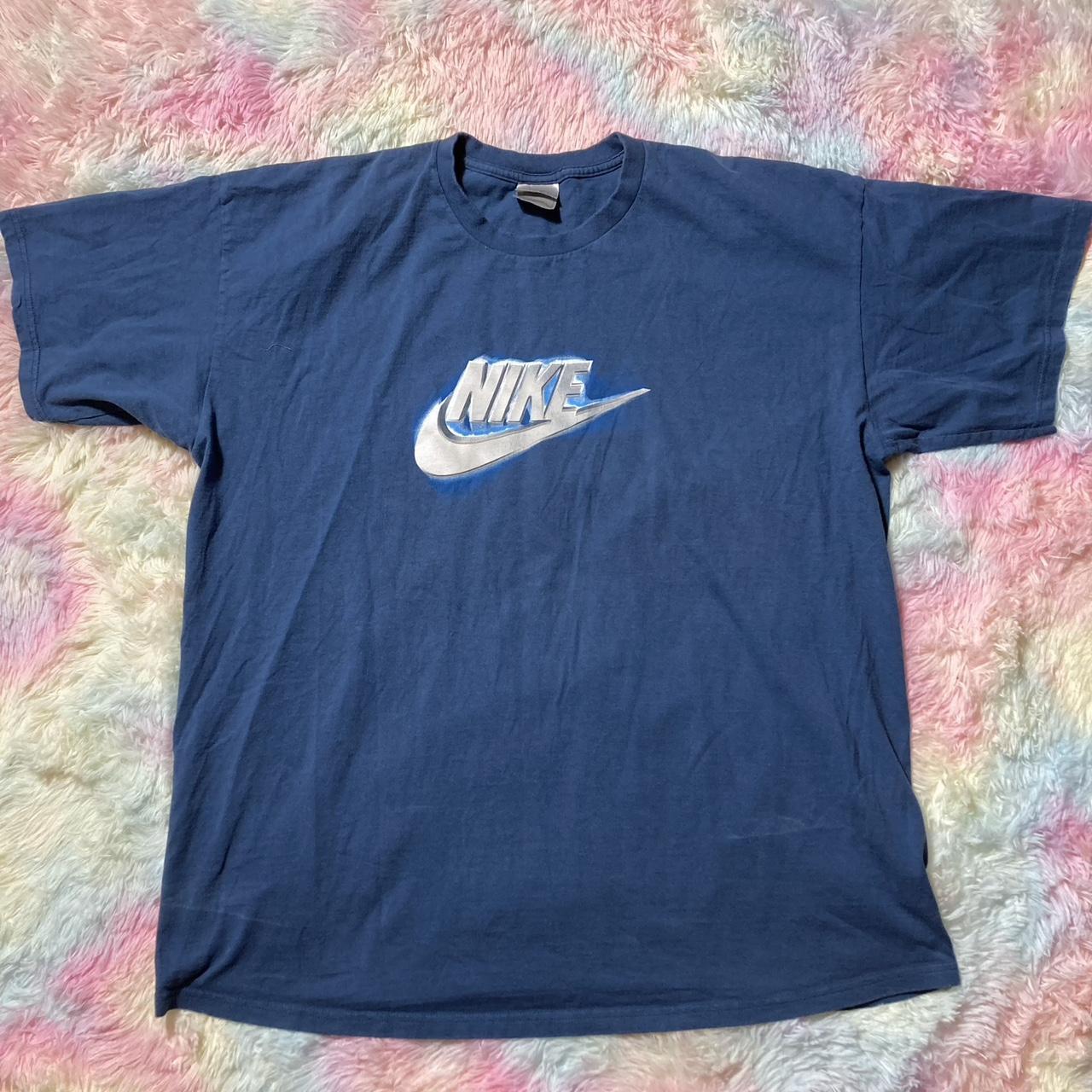 Vintage Nike T Shirt — Vintage Y2k Navy Nike - Depop