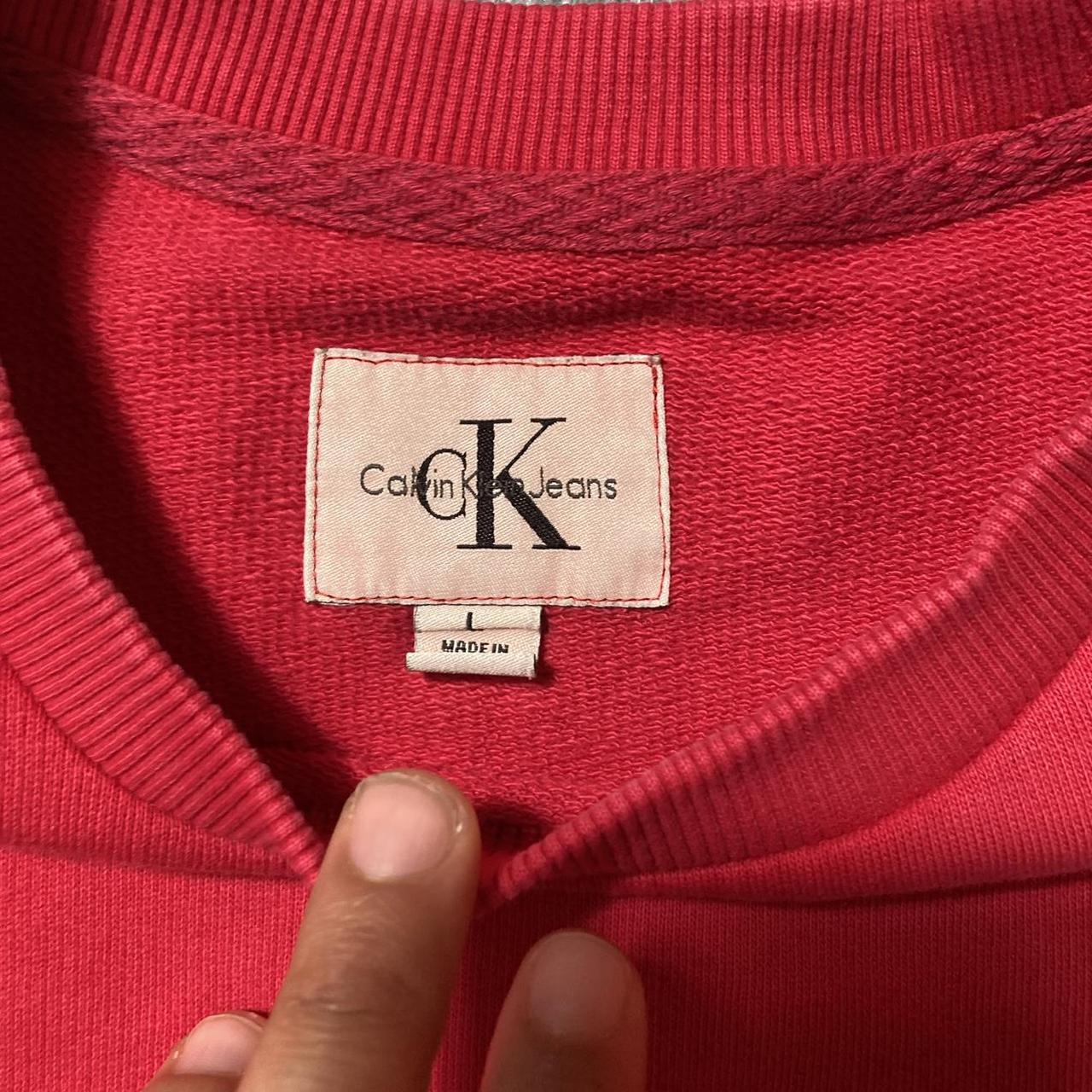 Vintage Calvin Klein Sweater — Red Sweater with... - Depop