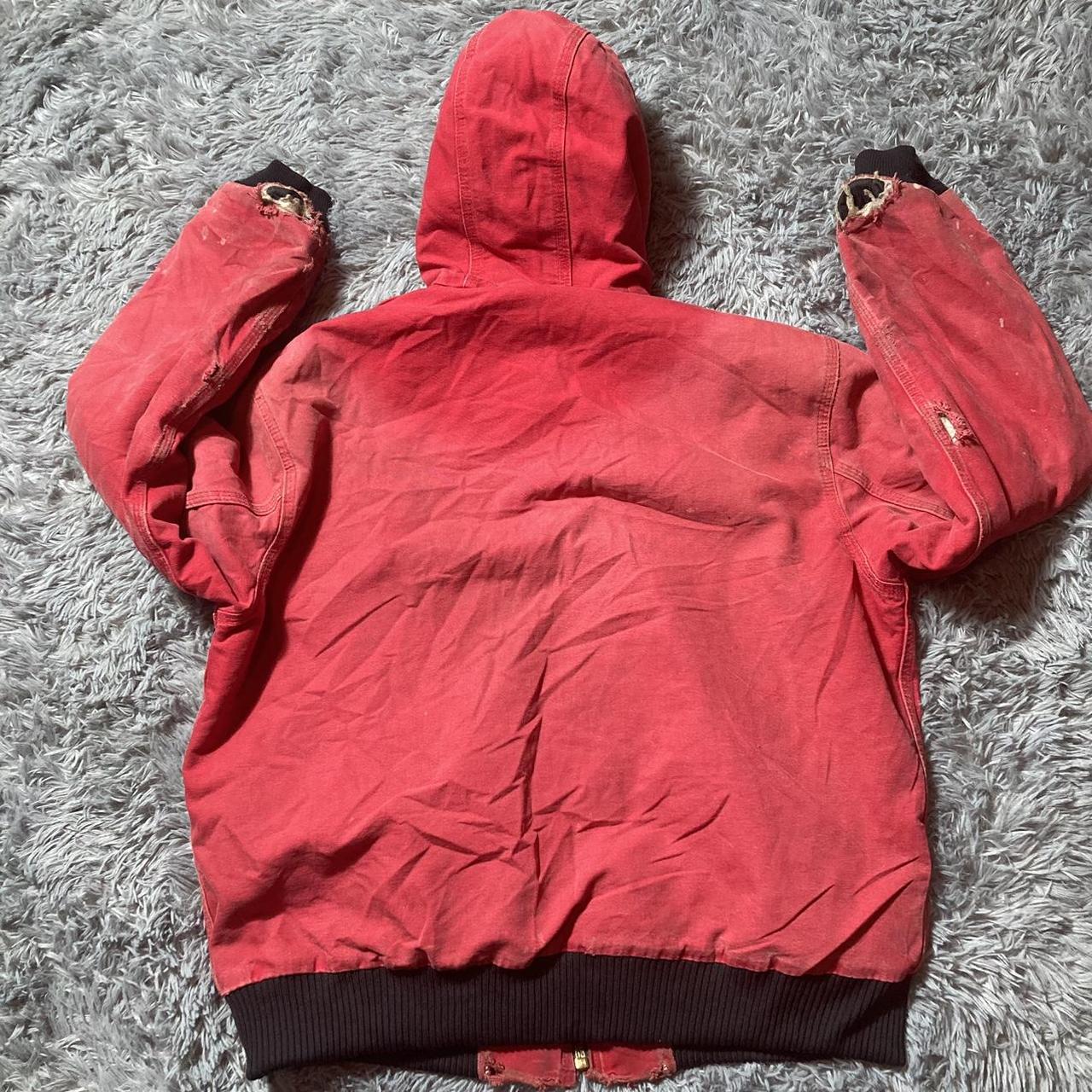 Vintage Carhartt Jacket — Red Carhartt Hooded... - Depop