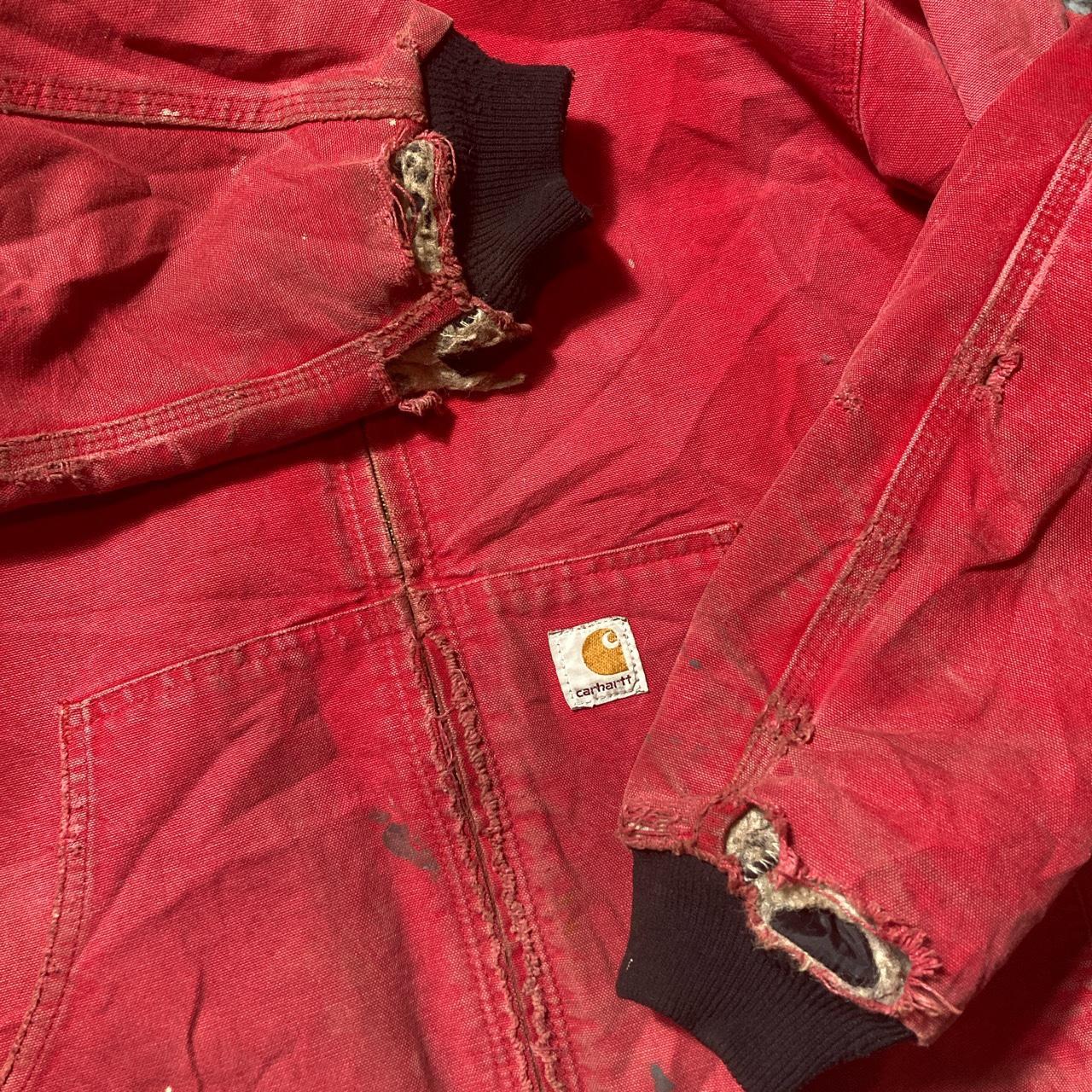 Vintage Carhartt Jacket — Red Carhartt Hooded... - Depop