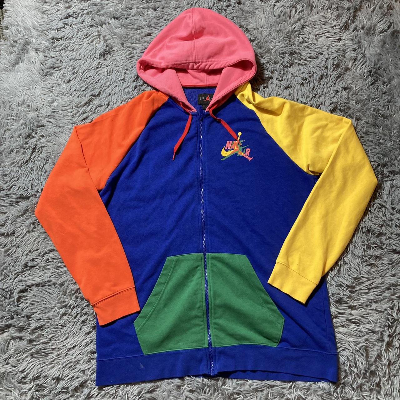 Jordan Zip Up Hoodie — Multicolored Hoodie With - Depop