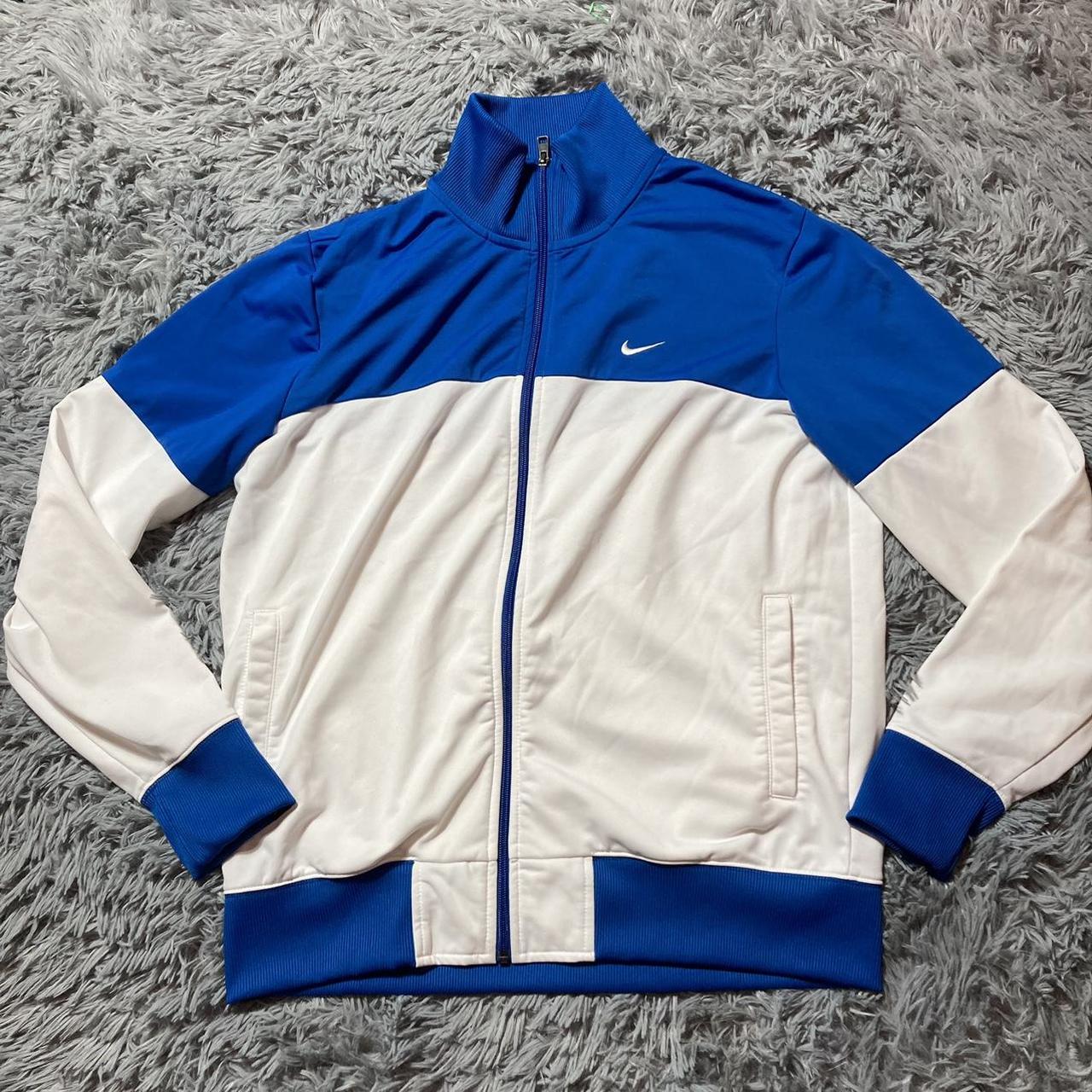 Nike Track Jacket — Blue & White Color Blocked... - Depop