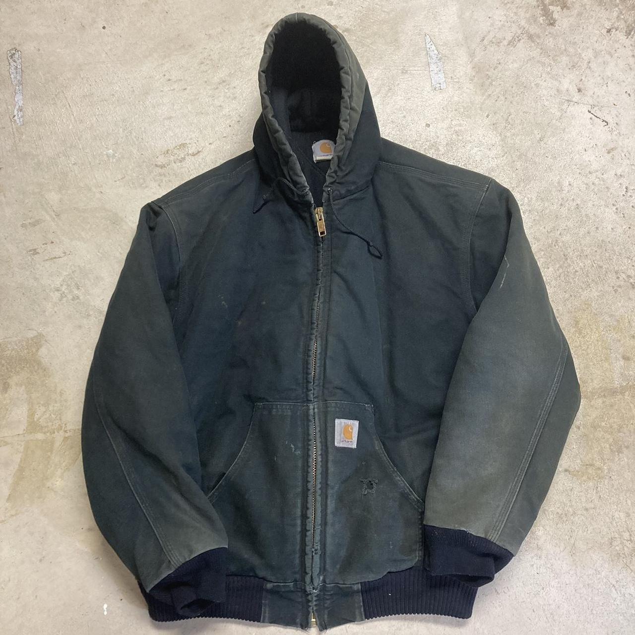 Vintage Black Carhartt Jacket — Black Faded... - Depop