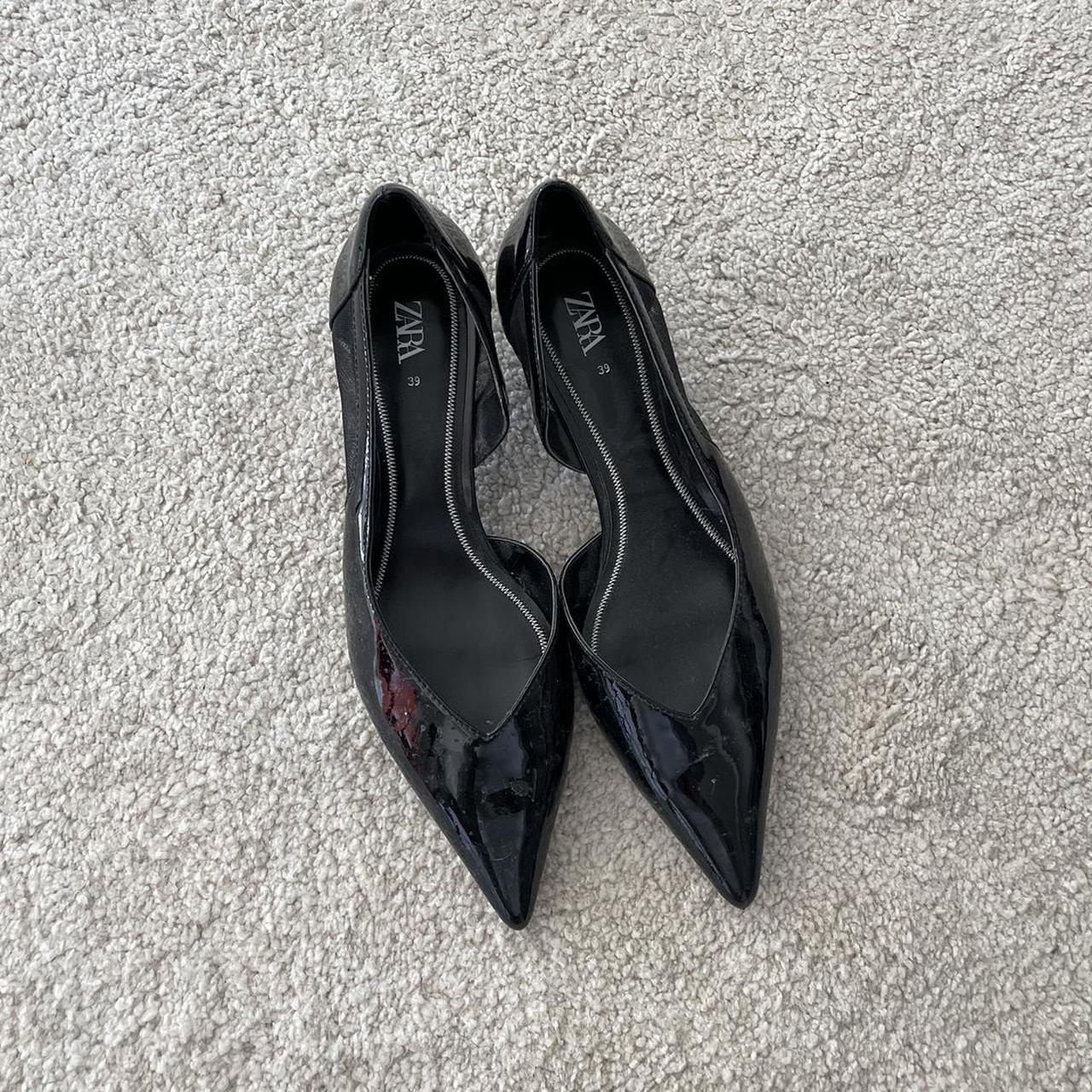 Zara black pointed kitten heels Size 39 — US size... - Depop