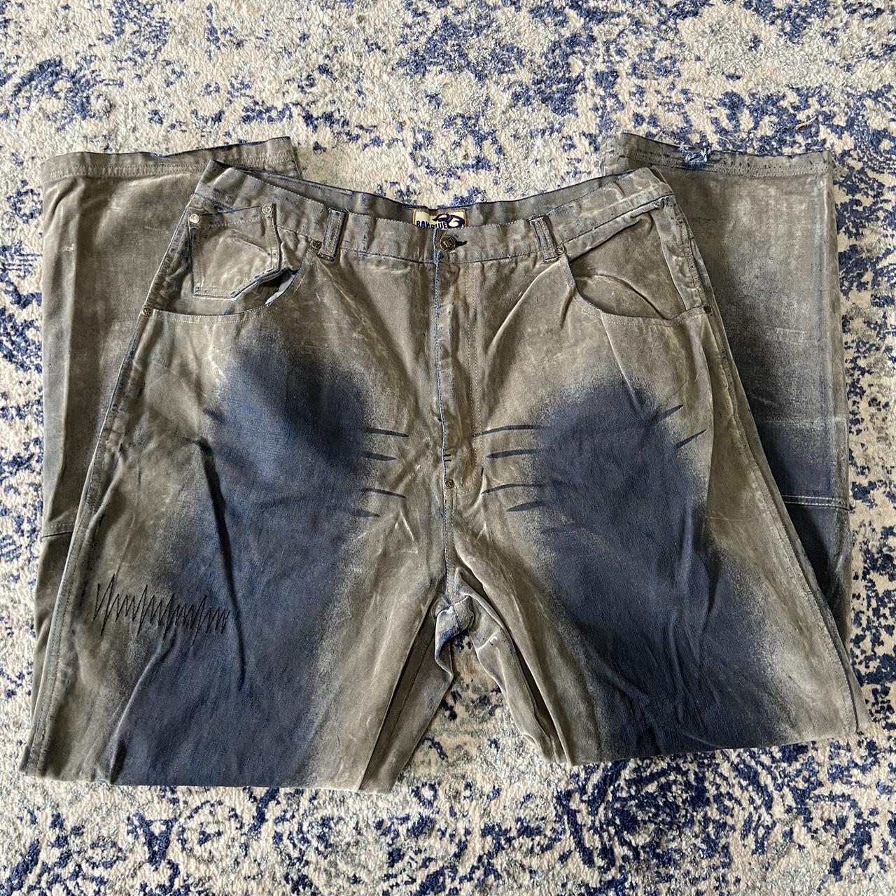 Raw blue denim jeans size 40 x 34 Khaki color... - Depop